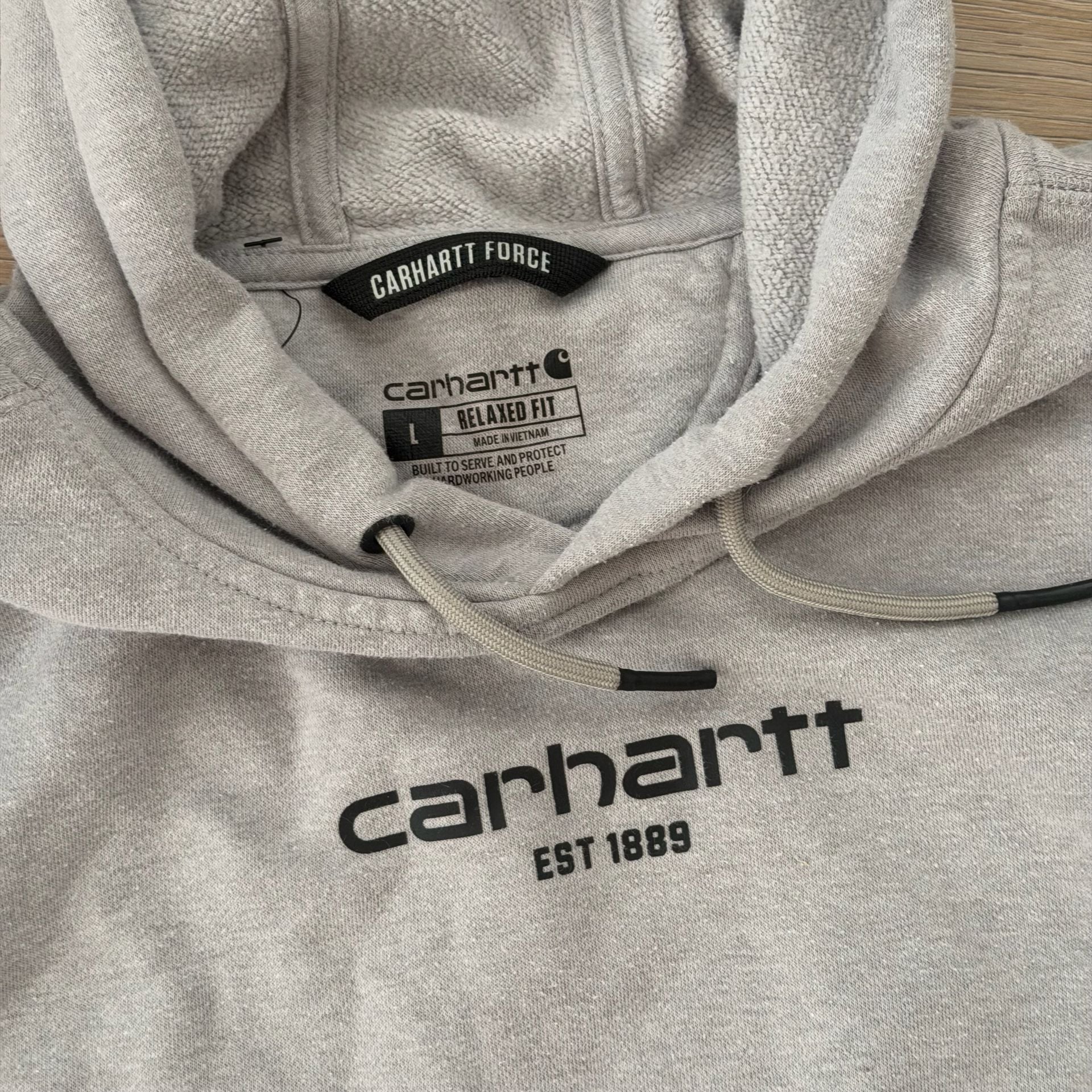 Carhartt VINTAGE Carhartt Hoodie Shirt Mens L Gray Sleeve Logo ... 3