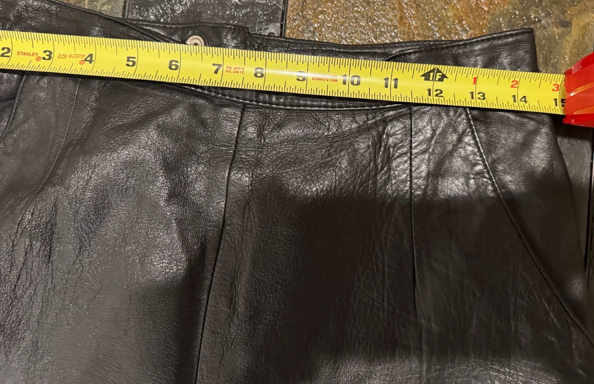 Vintage Black Leather Skirt Size 11 Pencil Midi 5