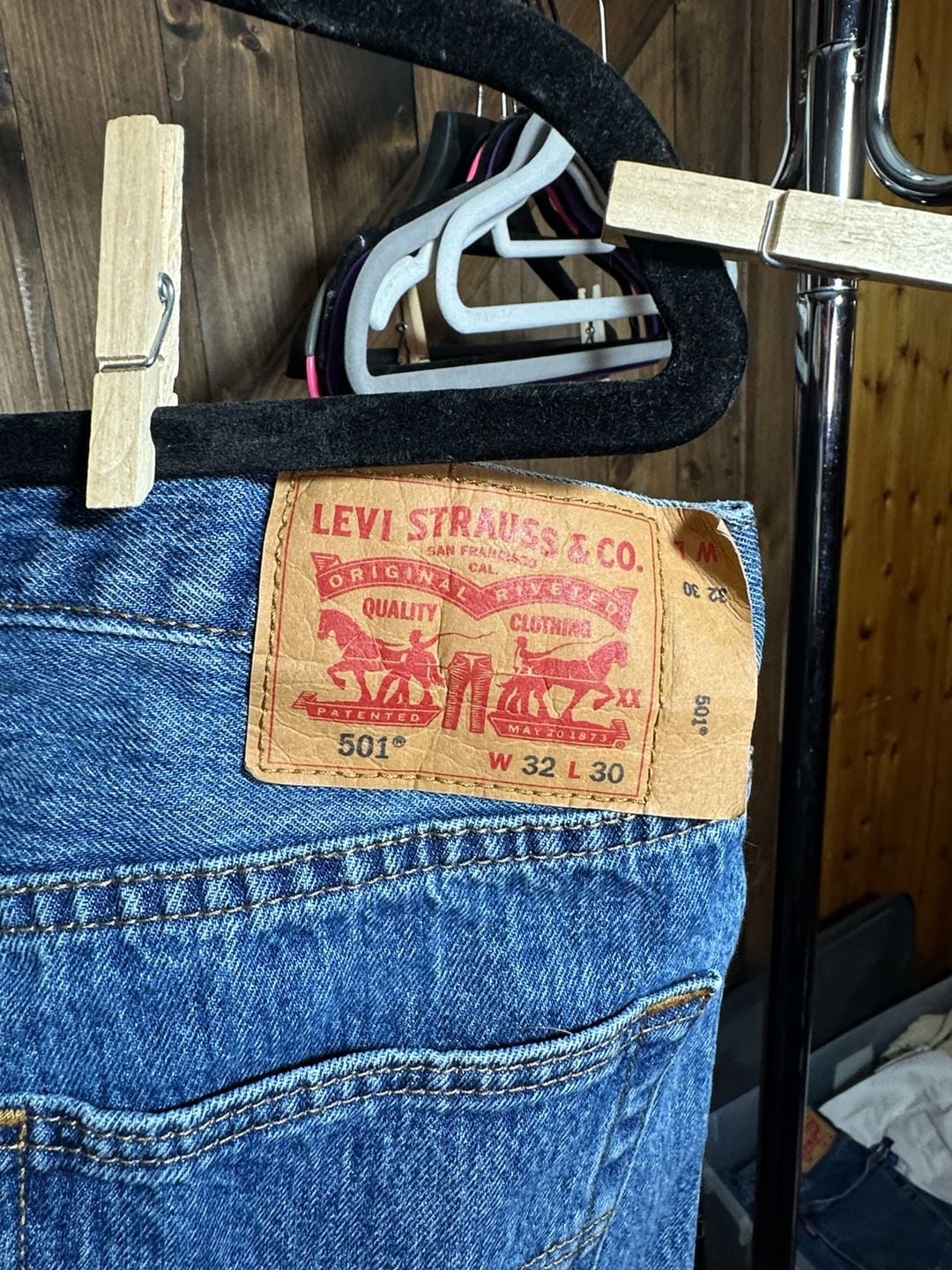 Levi's 501 Straight Leg Jeans 32x30 Blue Denim 4