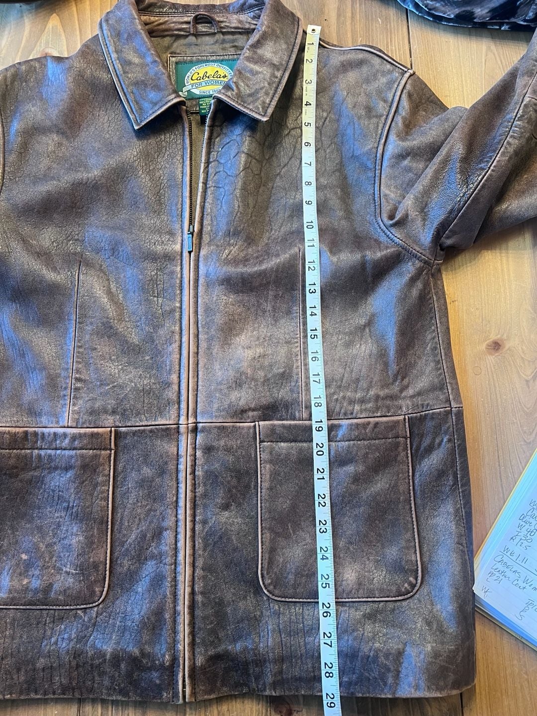 Cabela's For Women Distressed Leather Jacket Size L Regular Brown 8