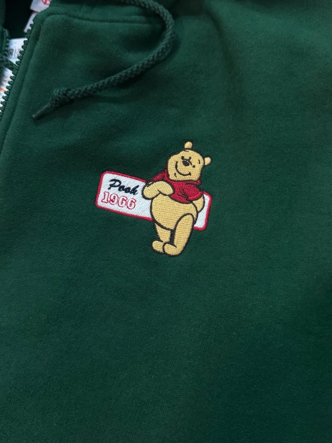 Vintage Disney Store Winnie The Pooh 1966 Green Zip Hoodie 90s Y2K Size L 5