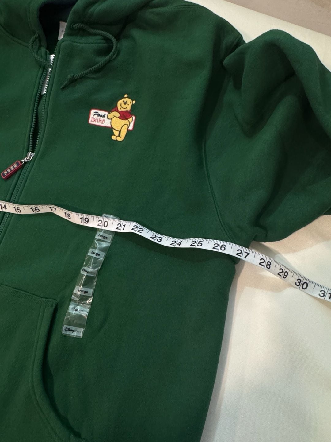 Vintage Disney Store Winnie The Pooh 1966 Green Zip Hoodie 90s Y2K Size L 6