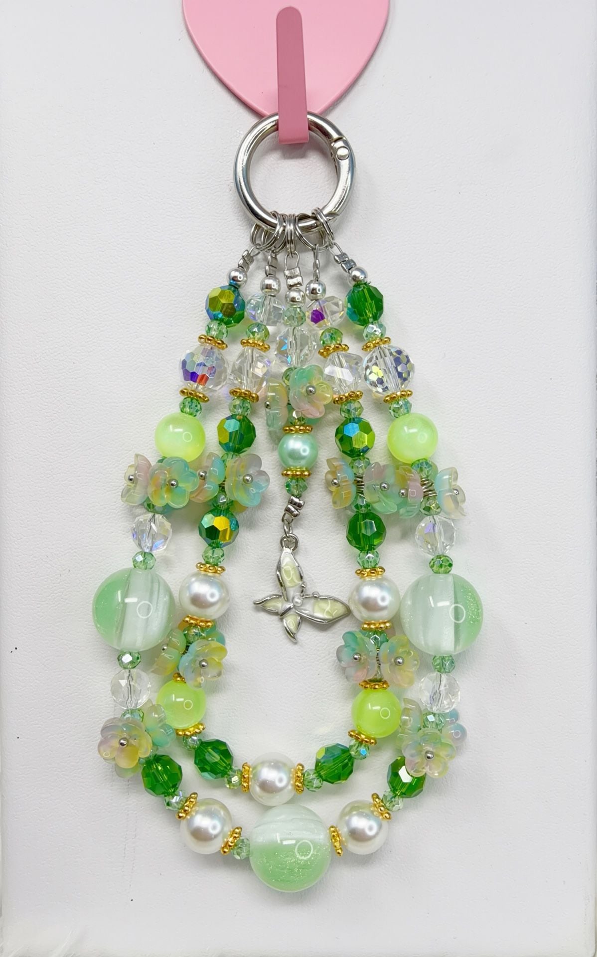 6 pieces Beaded Phone Charm with Butterfly Charm 2