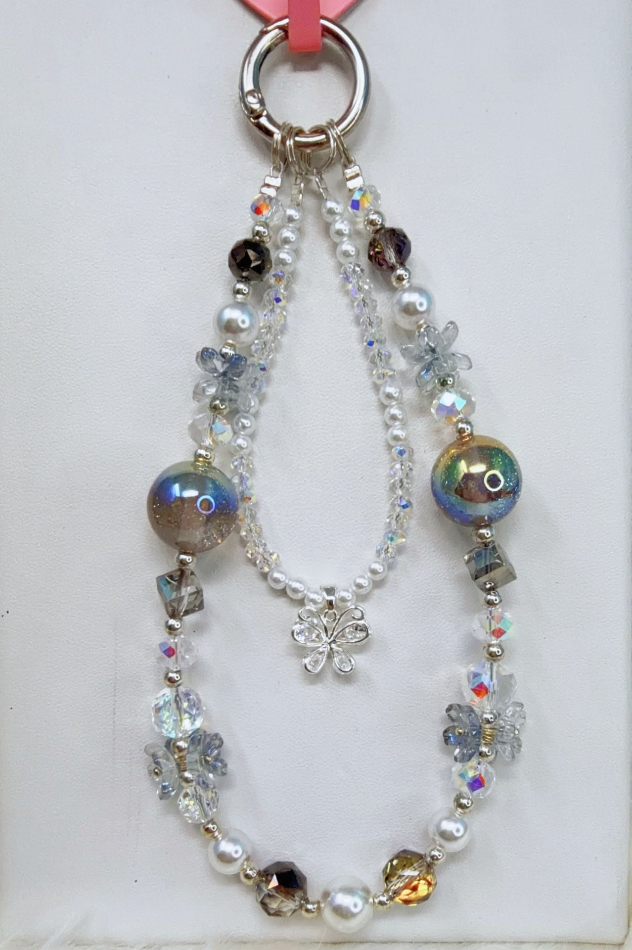 6 pieces Beaded Phone Charm with Butterfly Charm 3