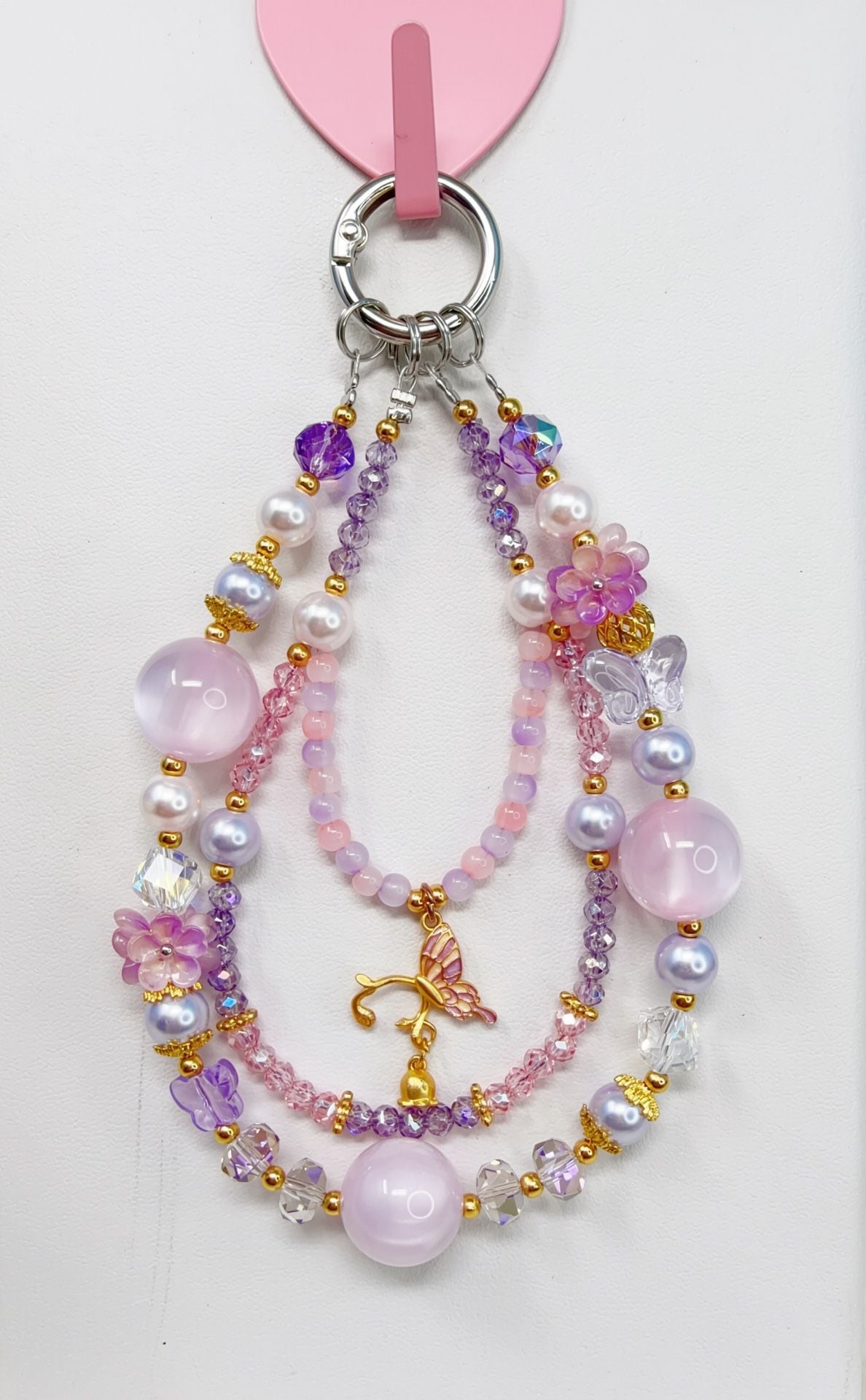 6 pieces Beaded Phone Charm with Butterfly Charm 6