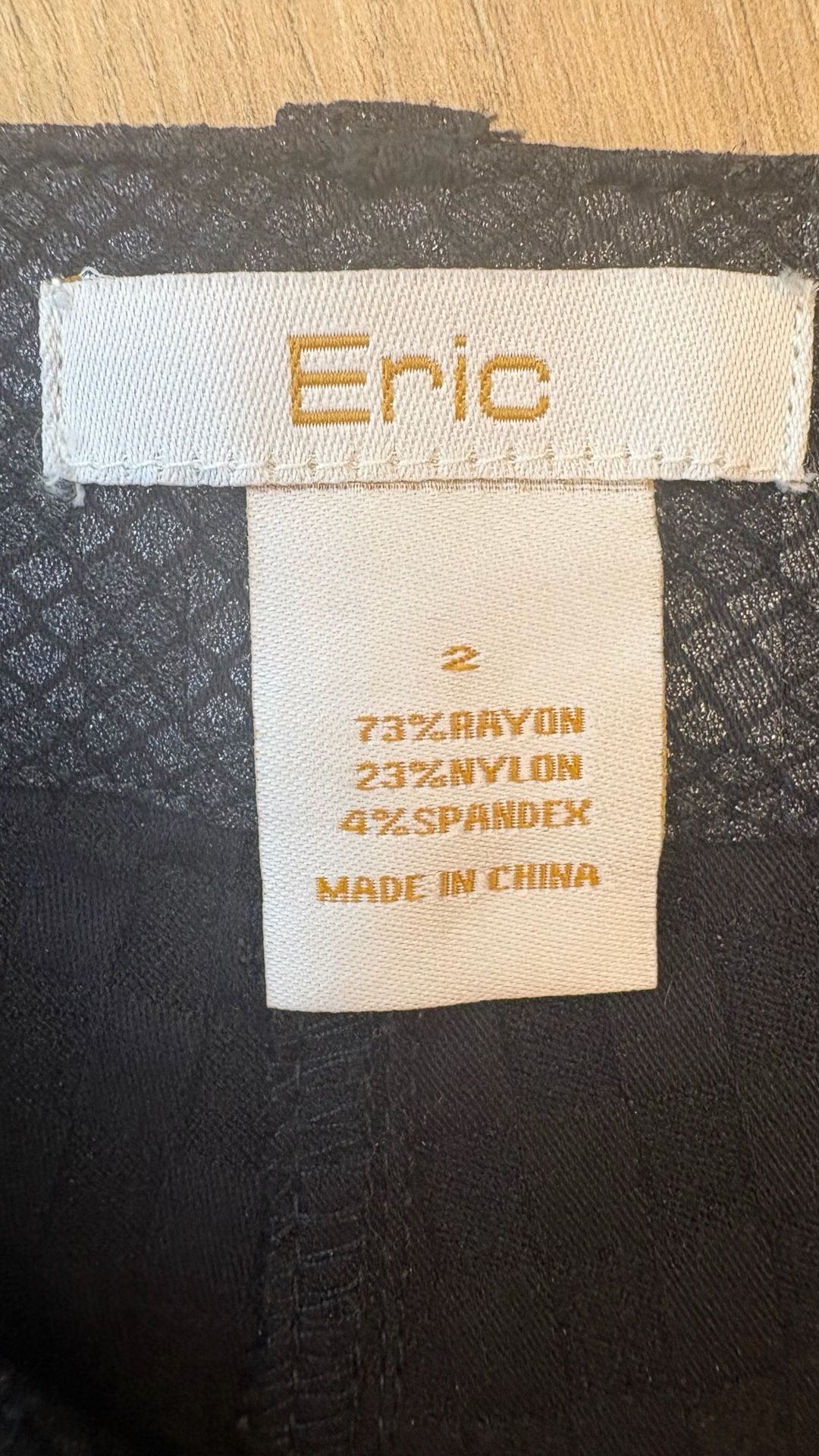 Eric Pants Size 38 Black Patterned Slim Fit Trousers 3