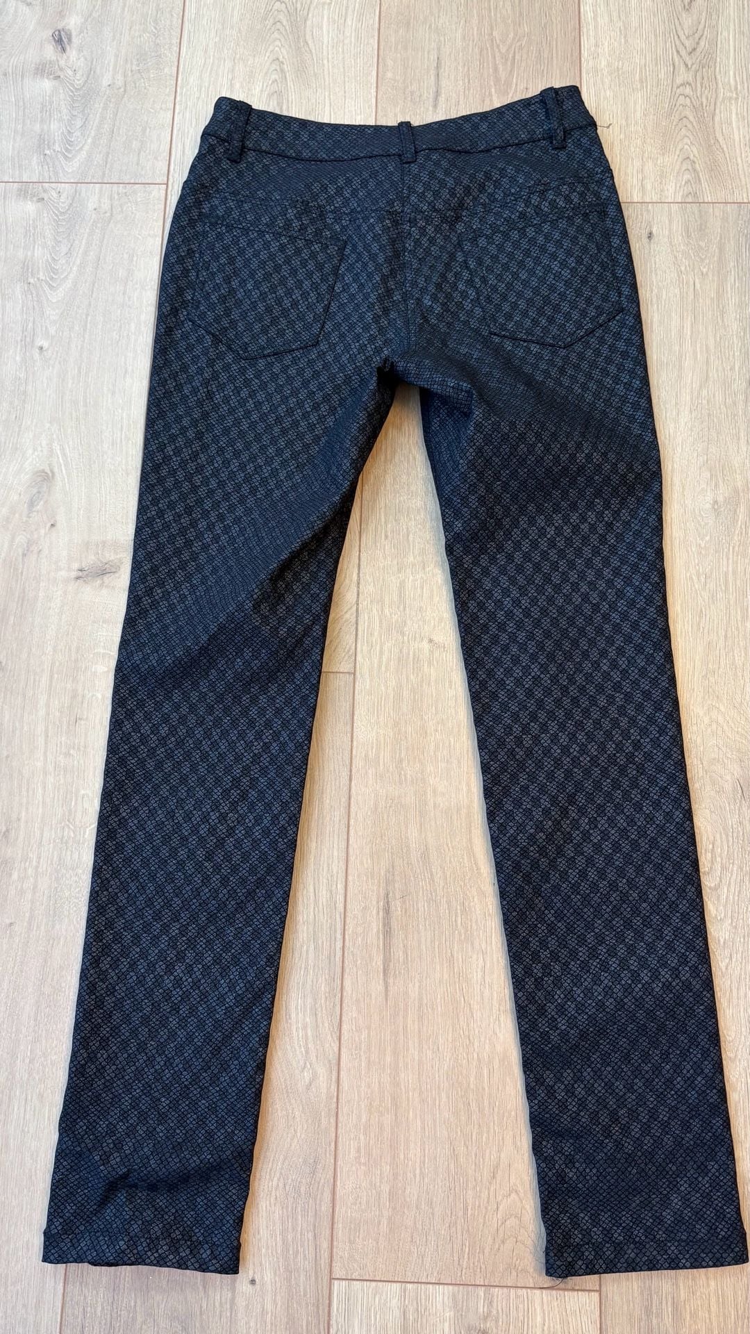 Eric Pants Size 38 Black Patterned Slim Fit Trousers 5