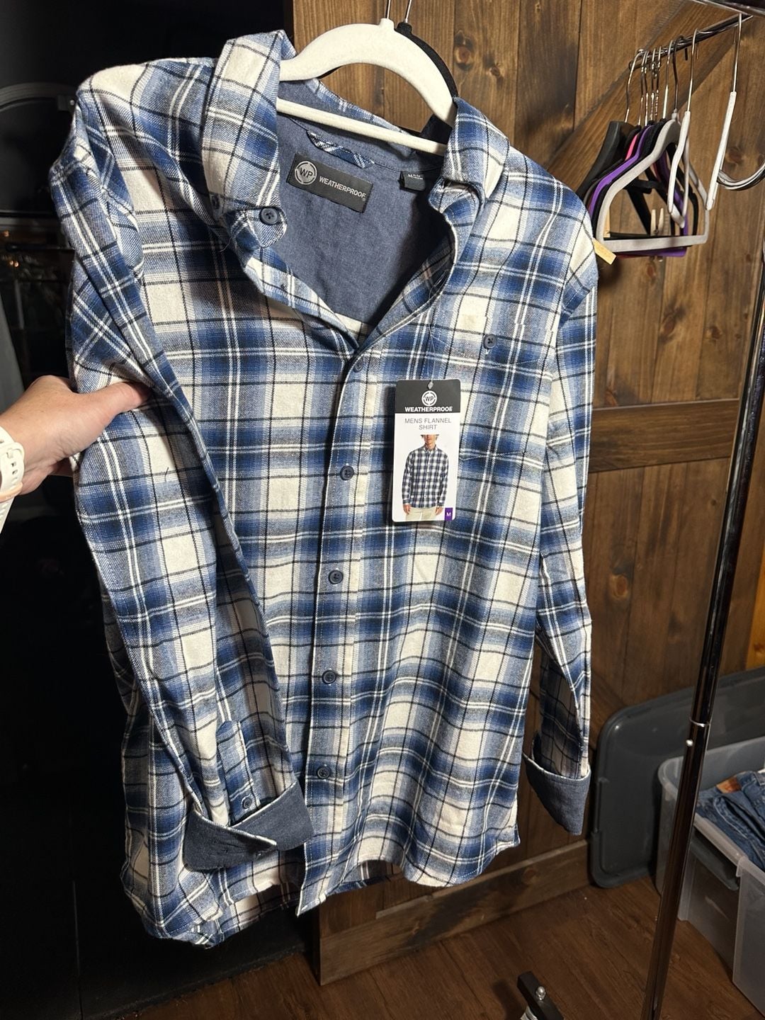 Weatherproof Mens Flannel Shirt Size M Blue Plaid 2
