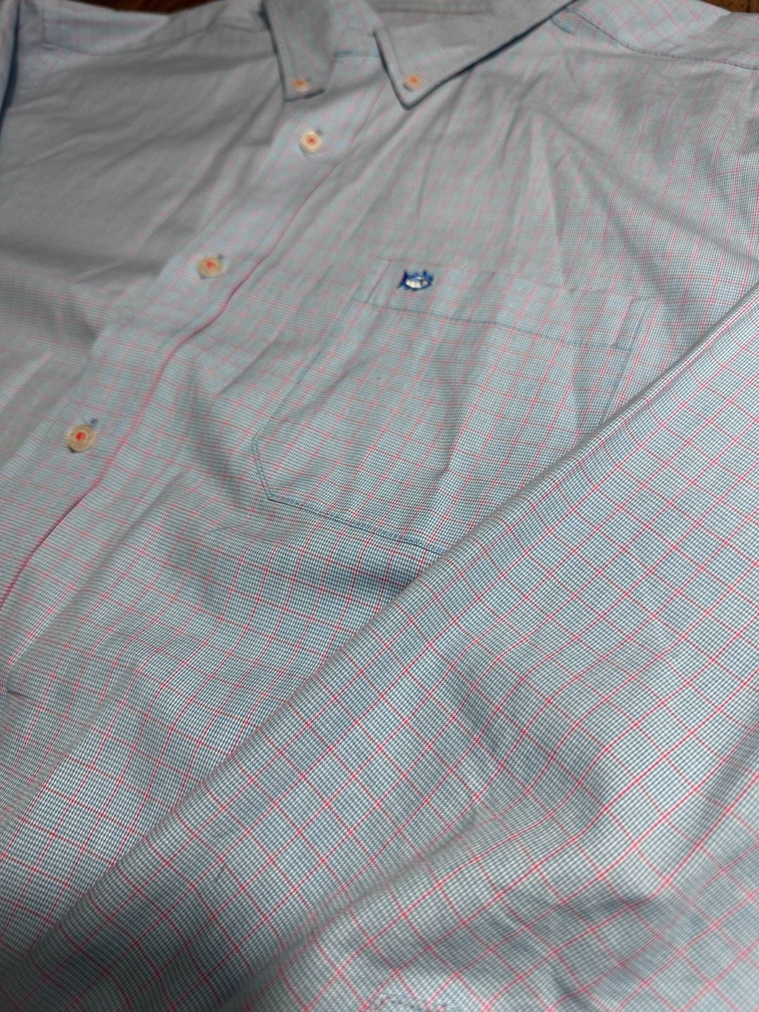 Southern Tide Button-Down Shirt Size L Blue Plaid Classic Fit 3