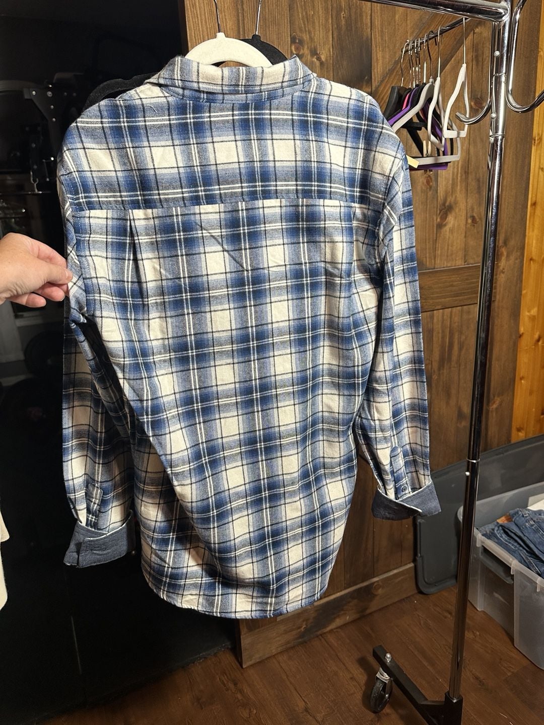 Weatherproof Mens Flannel Shirt Size M Blue Plaid 4