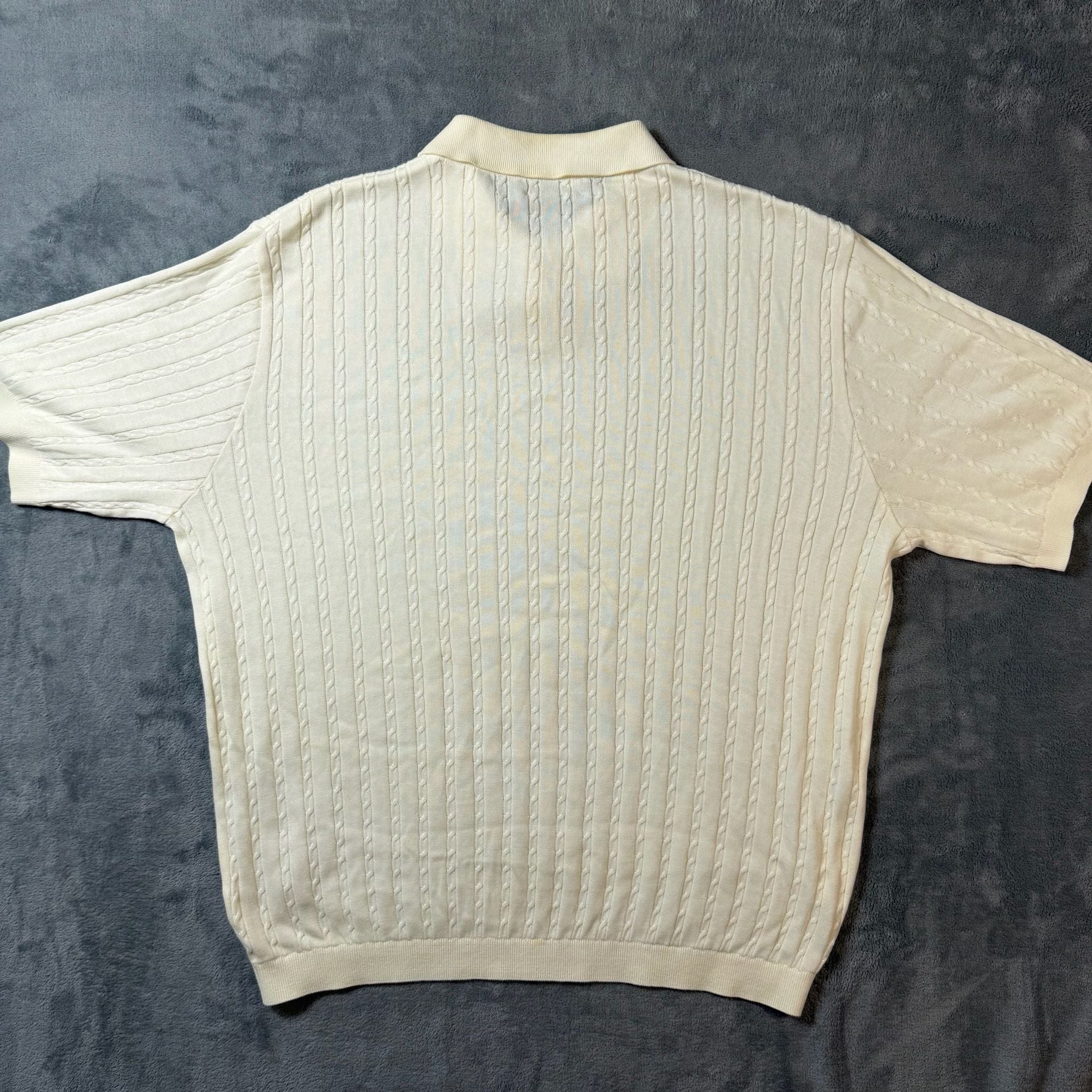 St. Croix Trend Knit Polo Shirt Size XL White Cable Knit Short Sleeve 7