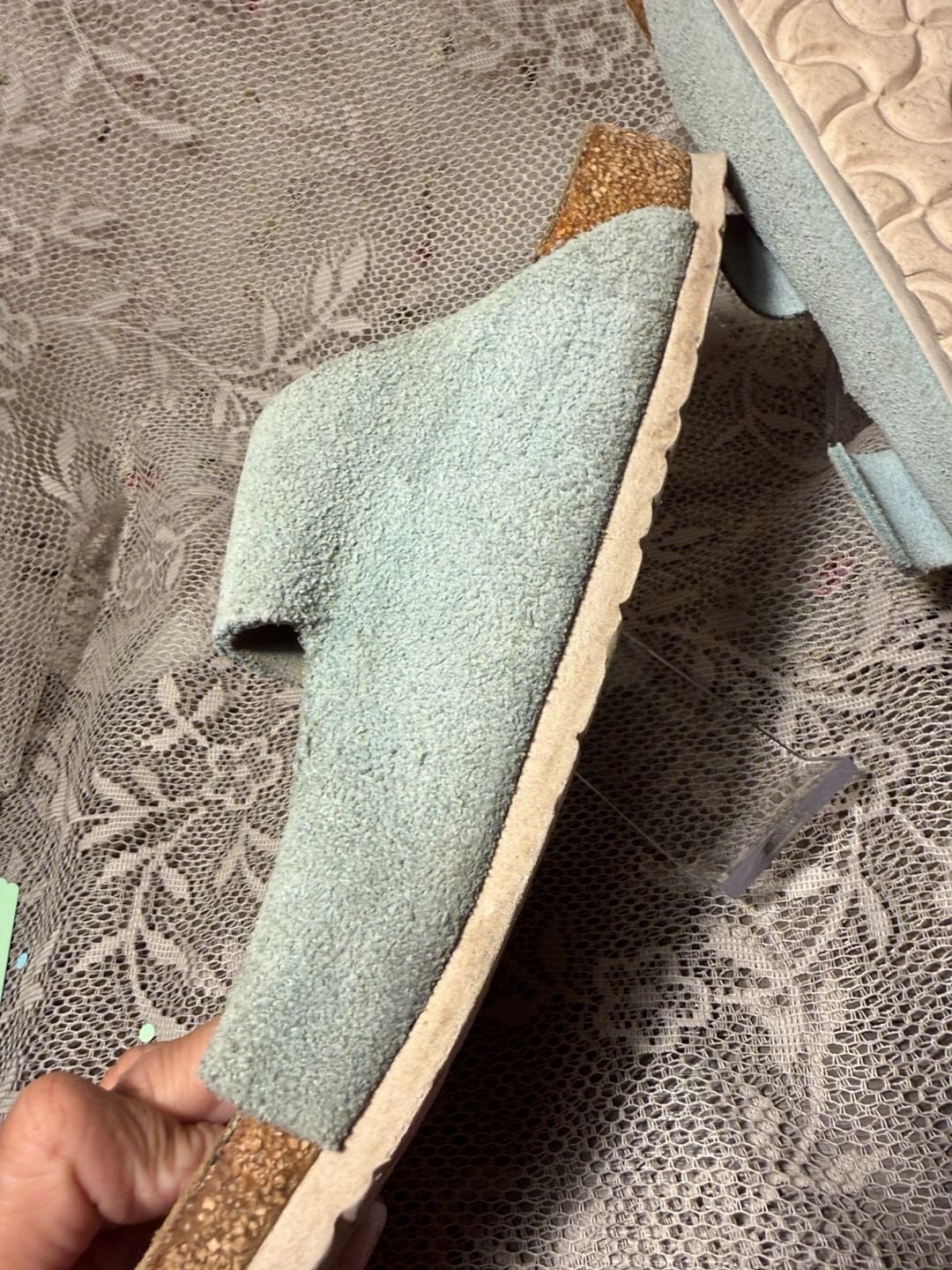 LUS 15 Birkenstock Arizona Sandals Size 37 Blue Suede 5