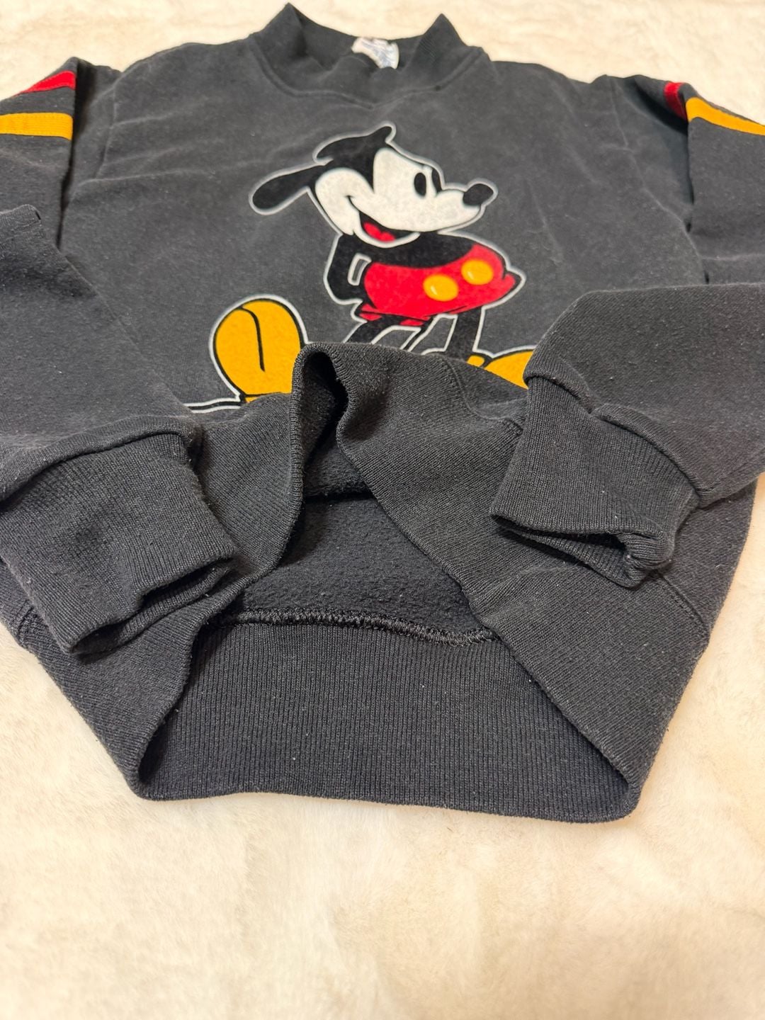 Vintage 80s Walt Disney World Mickey Mouse Felt Print Stripe ..., 4
