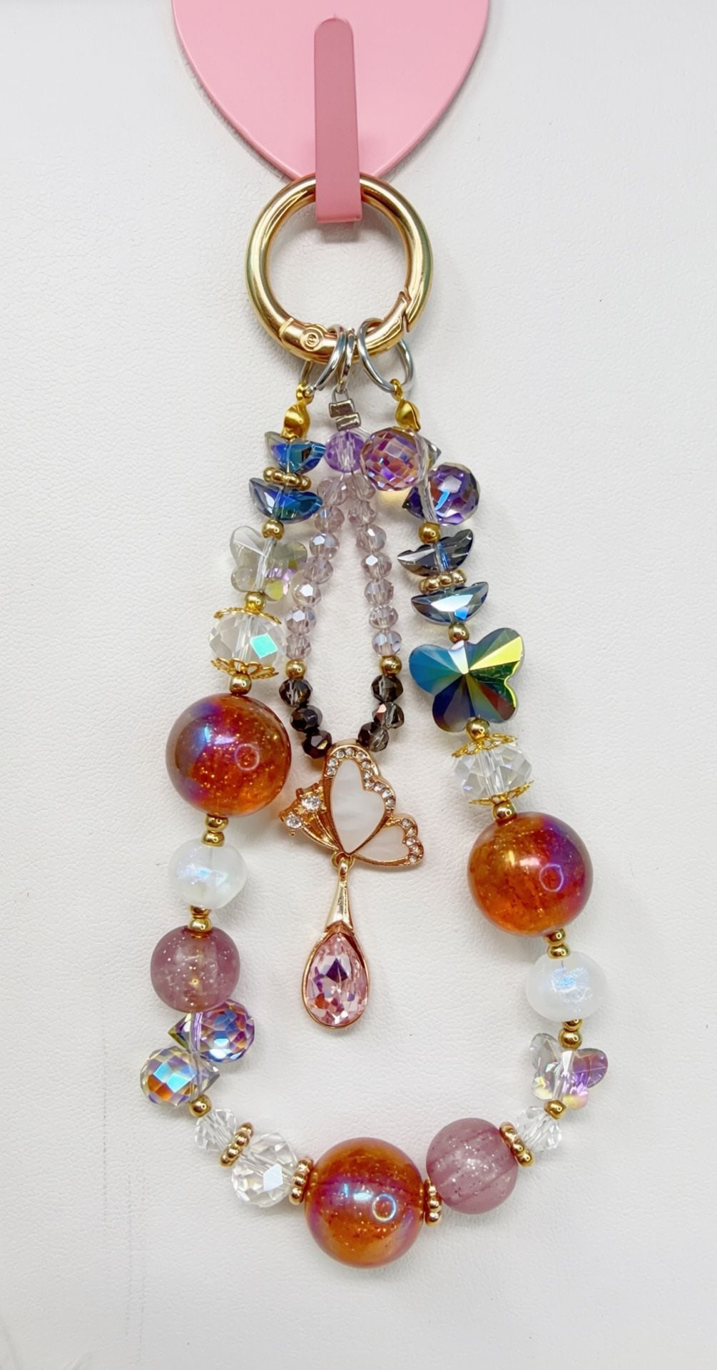 6 pieces handmade Beaded Butterfly Keychain Bag Charm phone charm Assortment 2