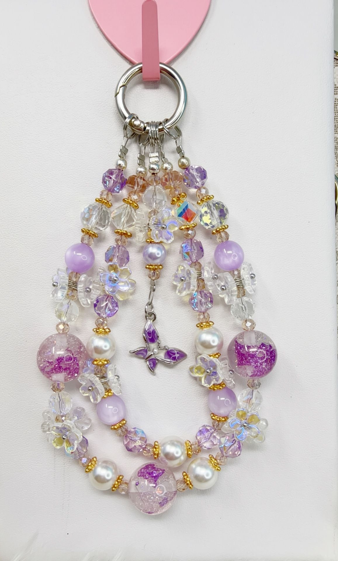 6 pieces handmade Beaded Butterfly Keychain Bag Charm phone charm Assortment 4