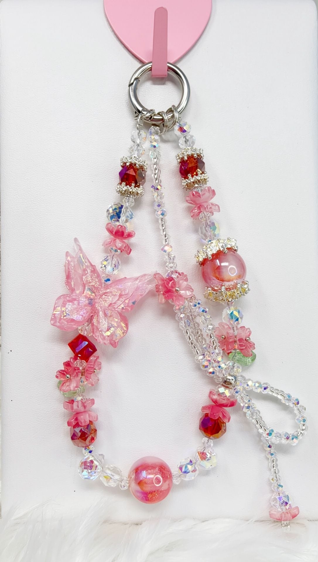 6 pieces handmade Beaded Butterfly Keychain Bag Charm phone charm Assortment 5