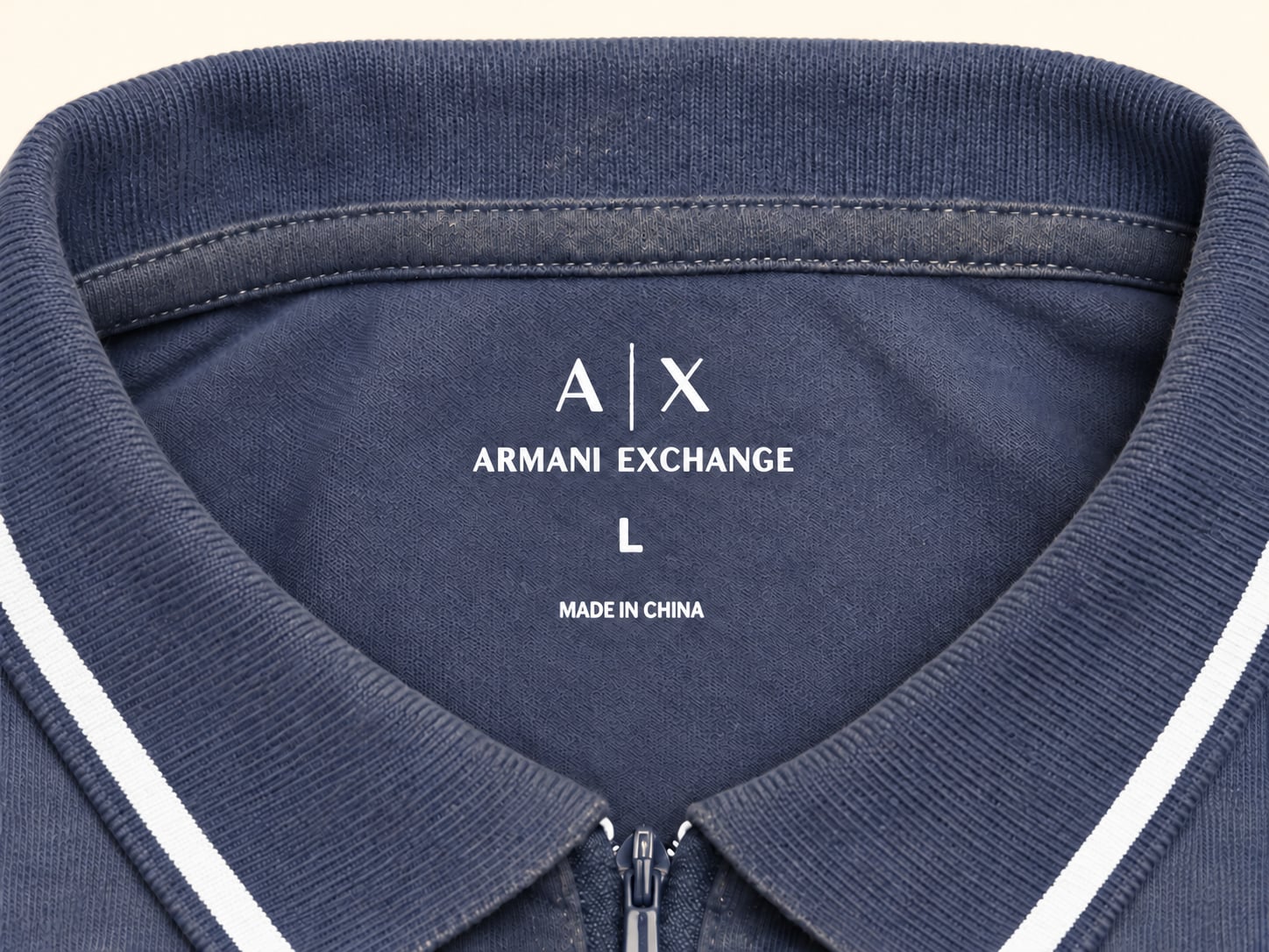 Armani Exchange Zip Polo Shirt Size L Blue 3