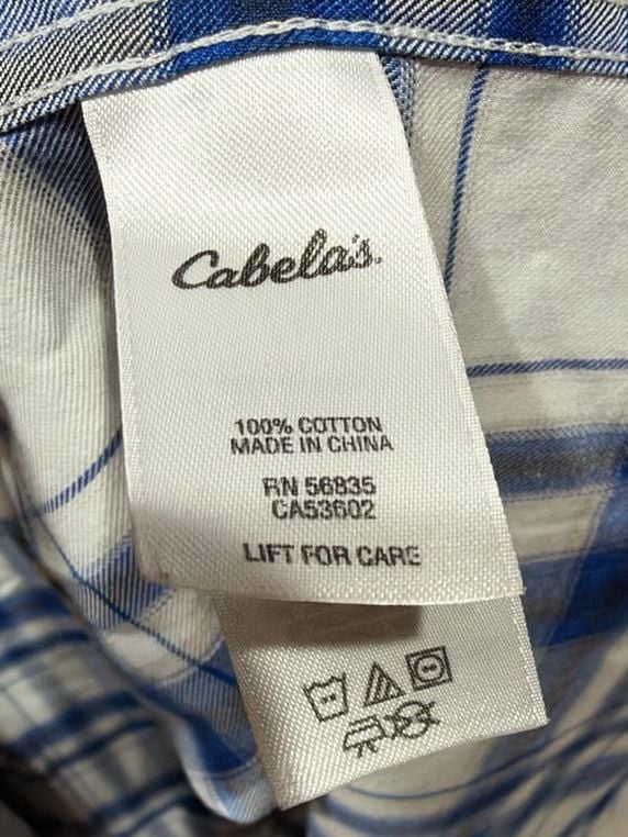 Cabelas Plaid Long Sleeve Button Down Shirt Size 2XLT Tall Blue White 3