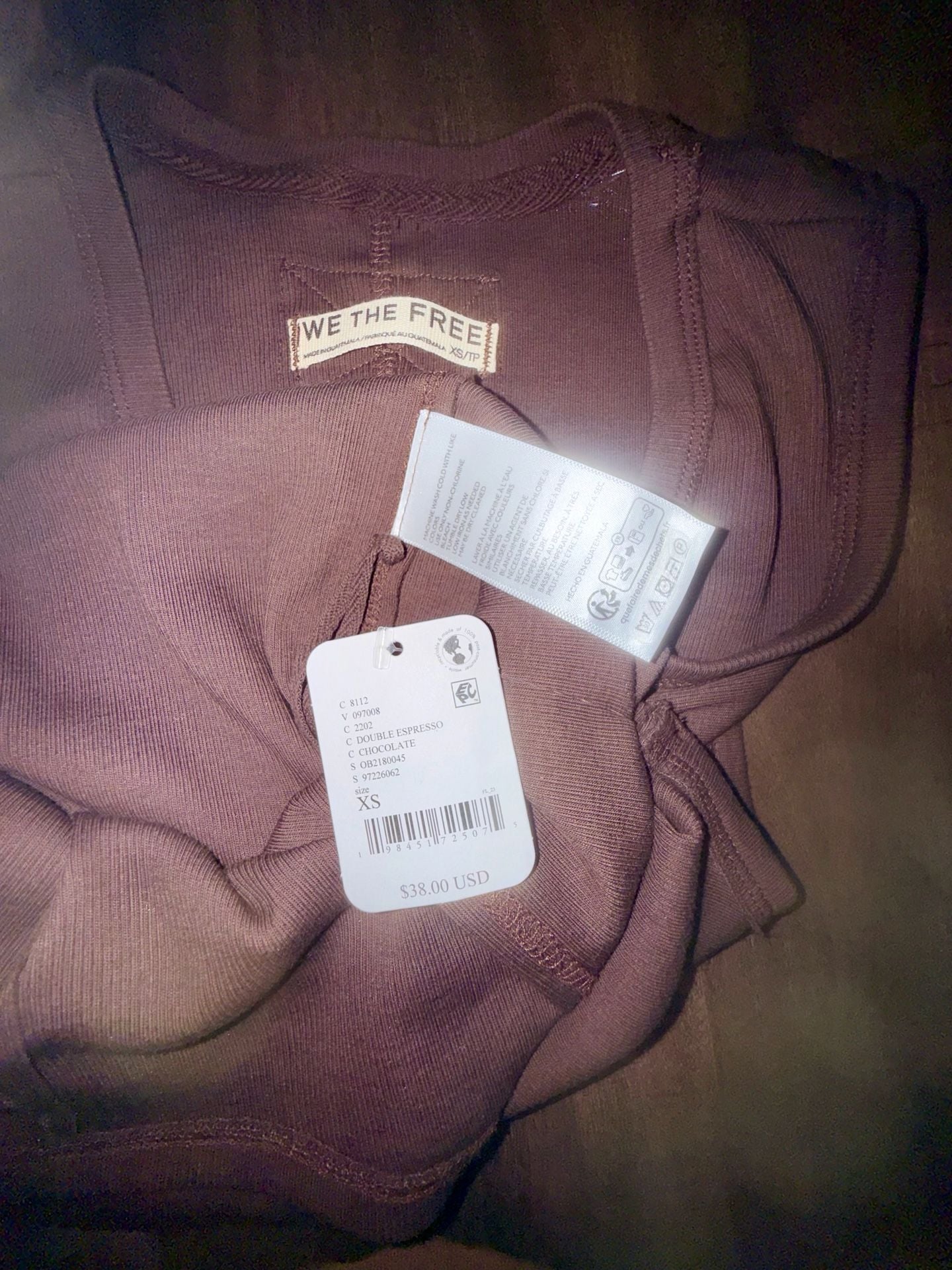 We The Free Tank Top Size XS Chocolate Brown Ribbed V-Neck 5