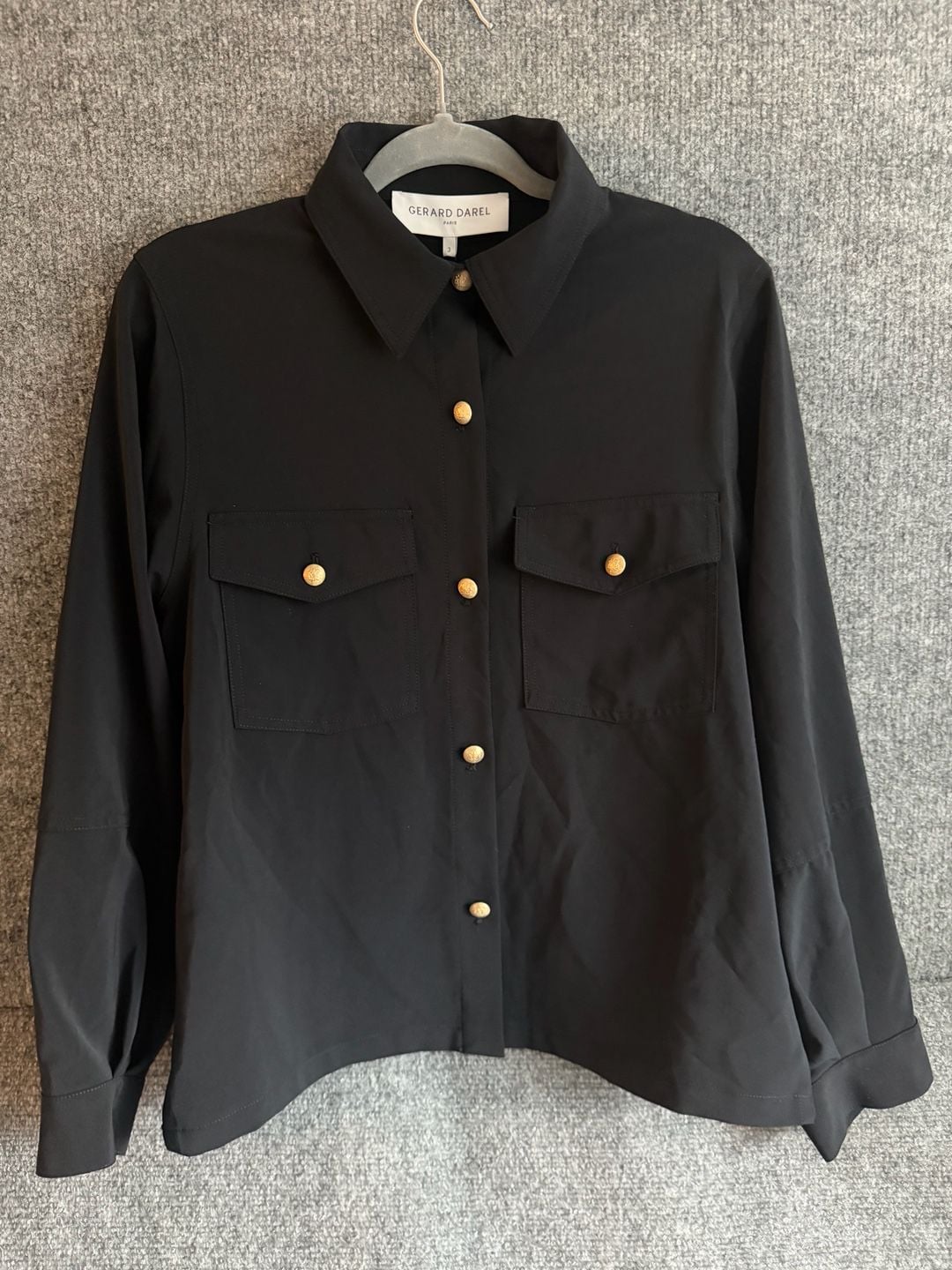 Gerard Darel Black Button Up Shirt Size 3 2