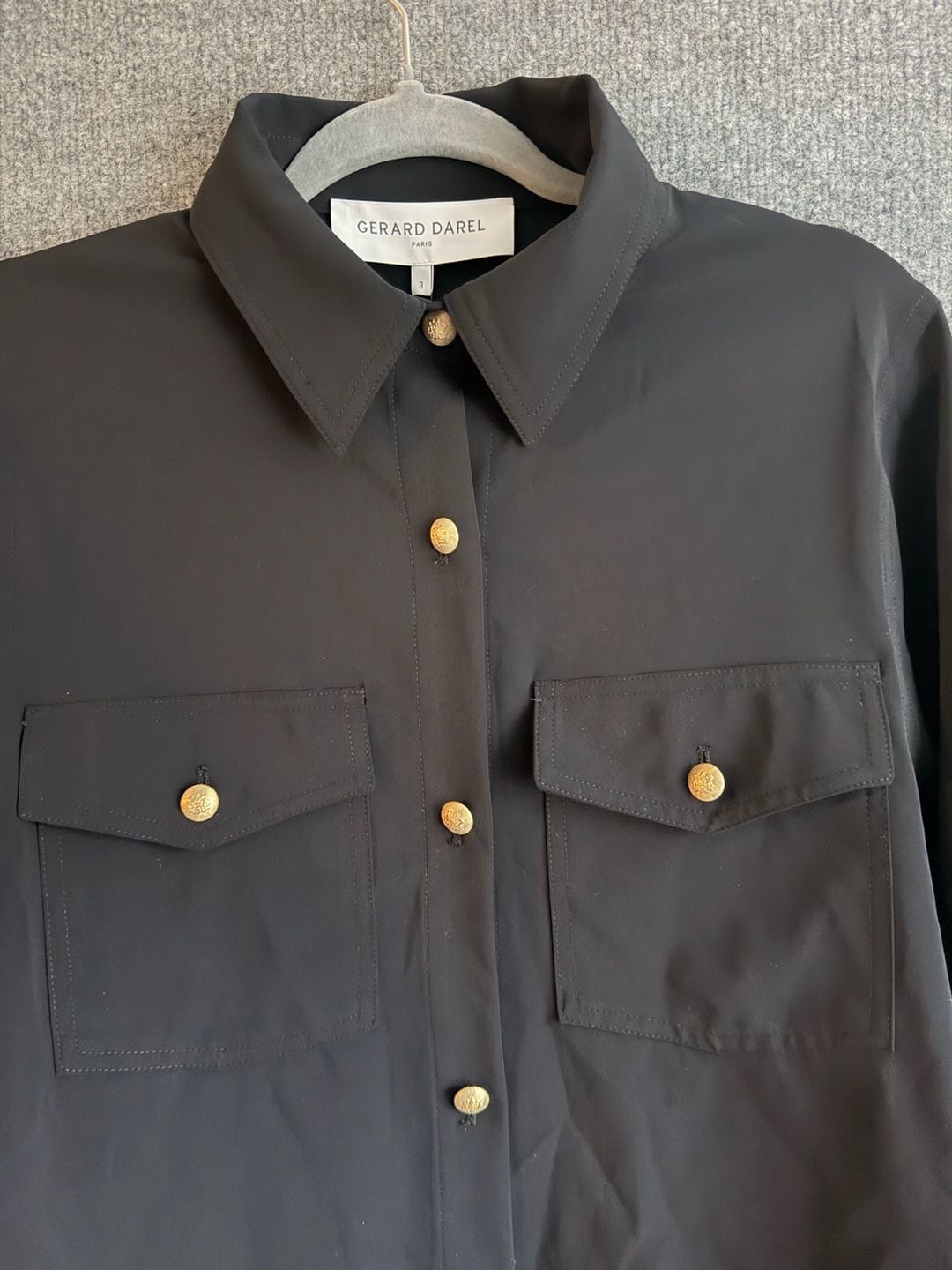 Gerard Darel Black Button Up Shirt Size 3 3