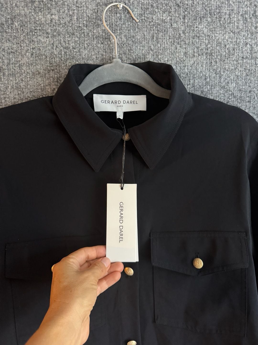 Gerard Darel Black Button Up Shirt Size 3 5