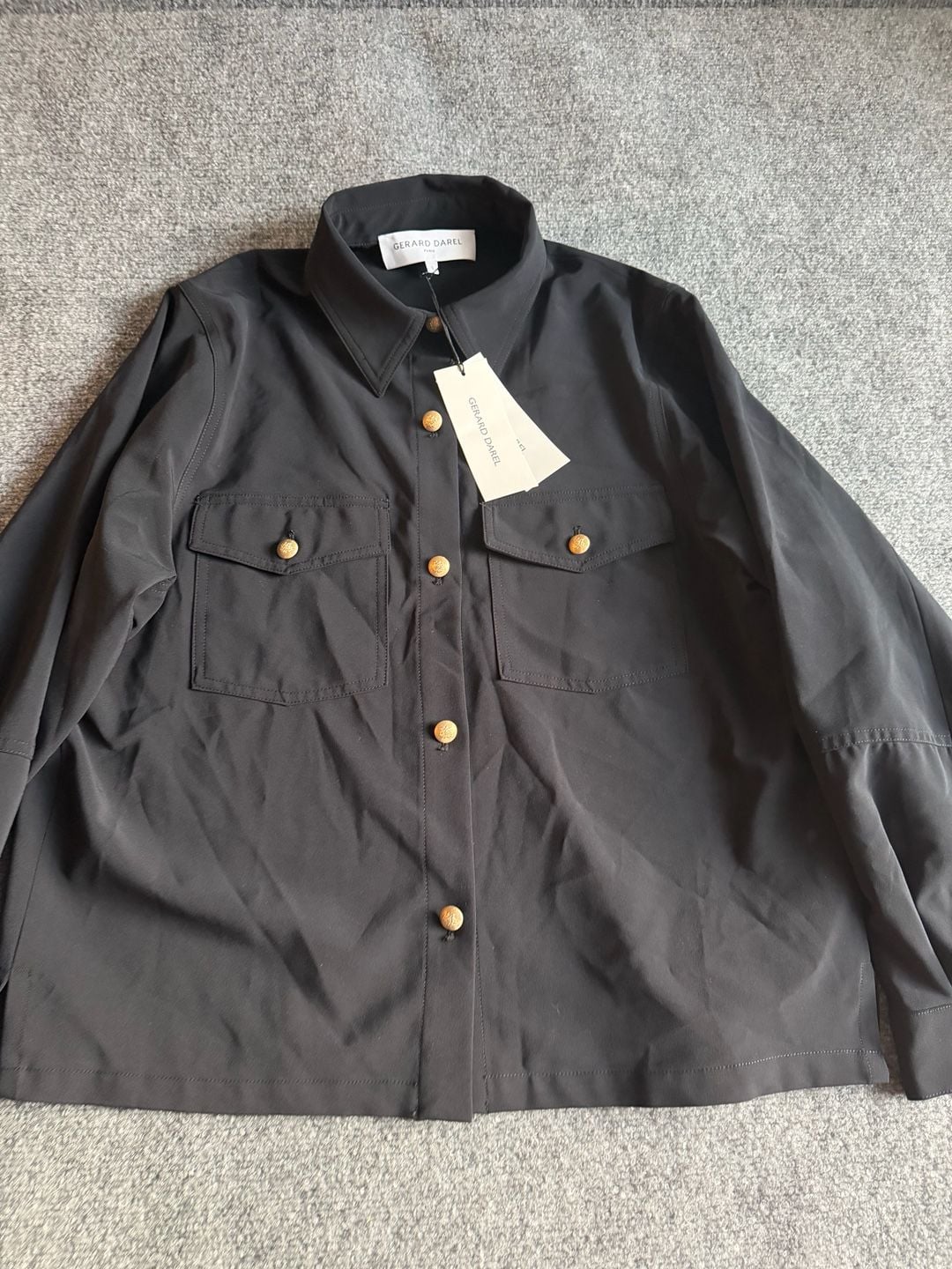 Gerard Darel Black Button Up Shirt Size 3 7