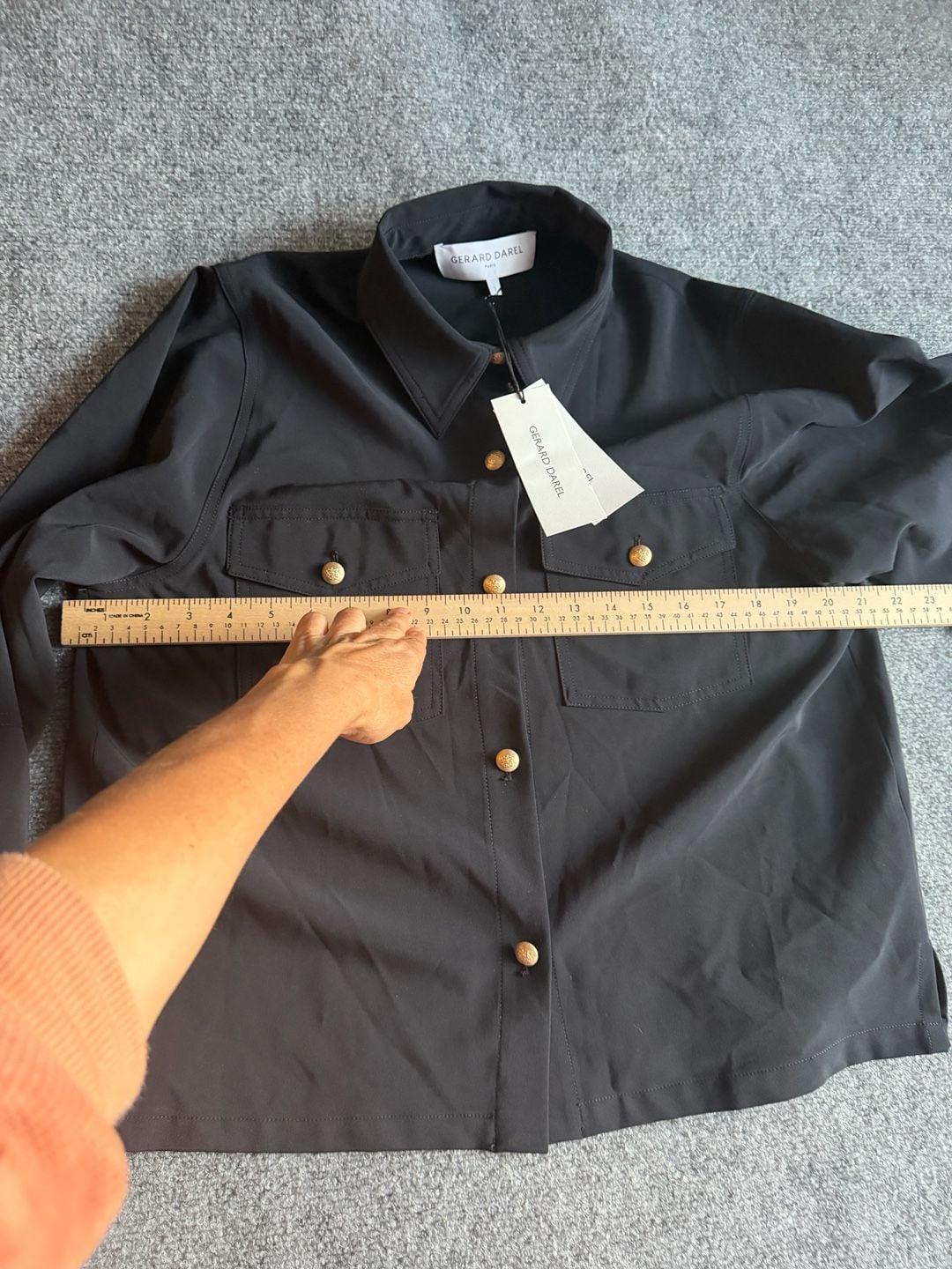 Gerard Darel Black Button Up Shirt Size 3 8