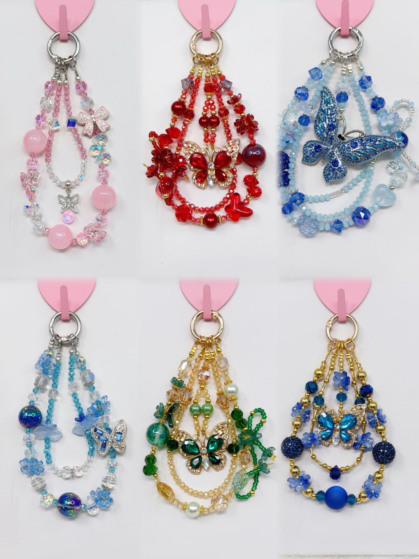 6 pieces handmade Beaded Butterfly charm 1