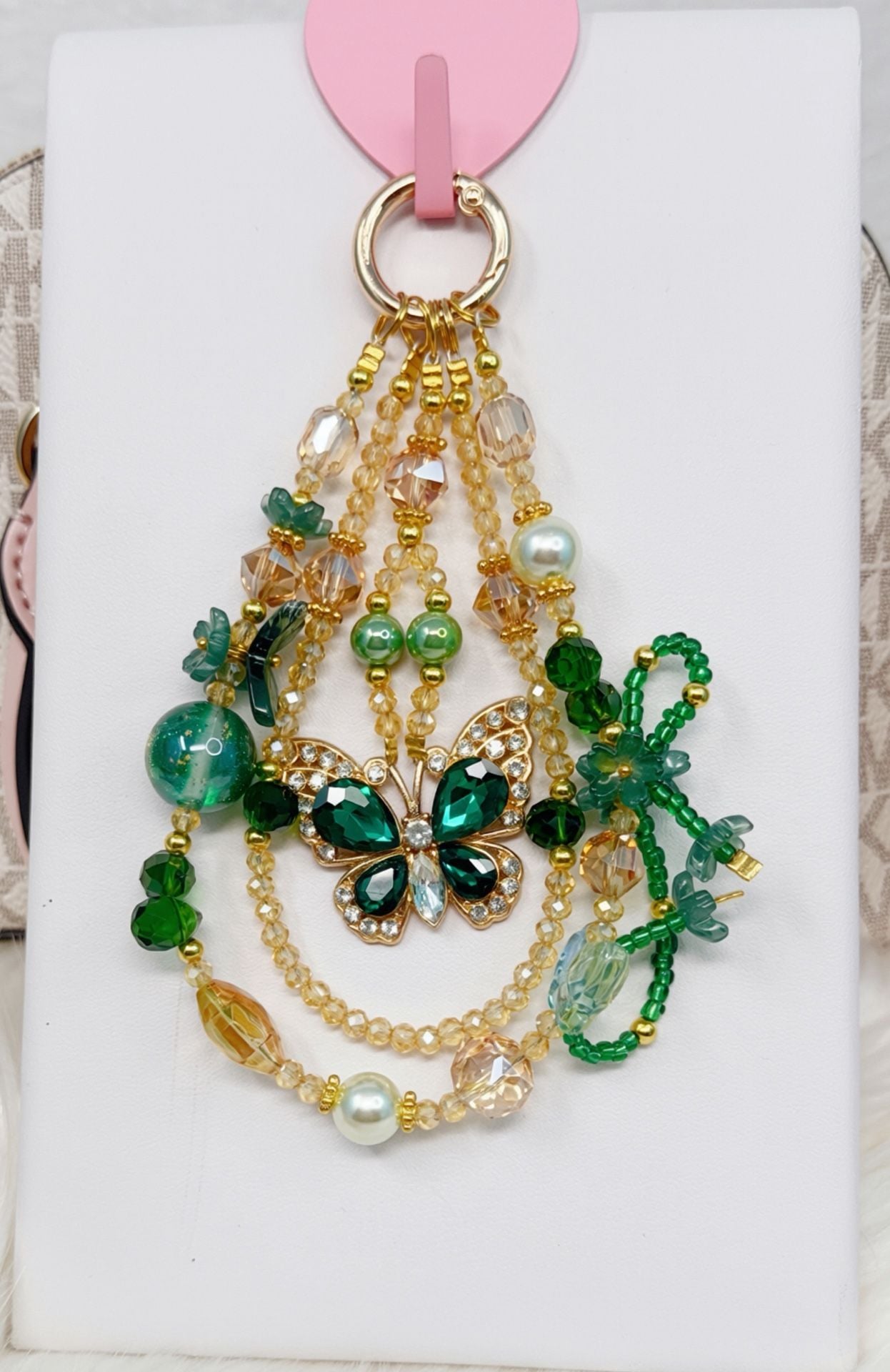 6 pieces handmade Beaded Butterfly charm 4
