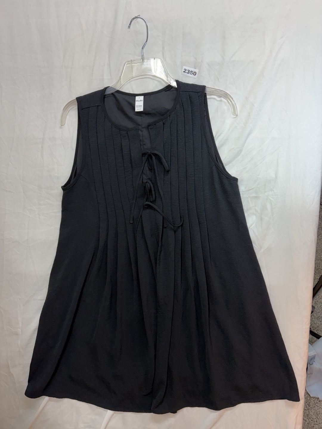 Exlura Sleeveless Pleated Black Tunic Dress Size L 2