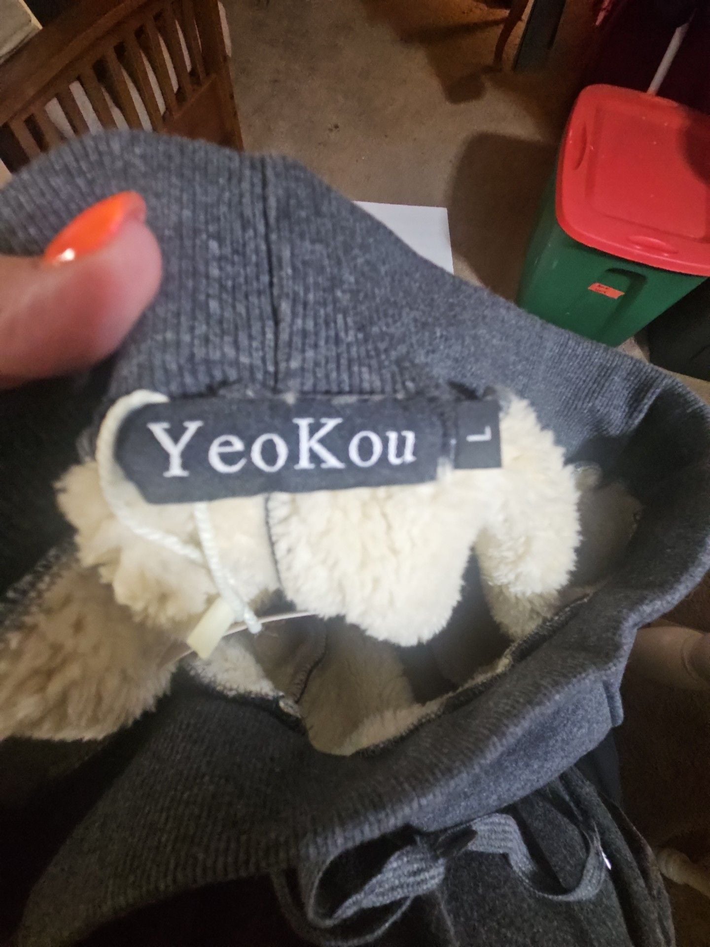 YeoKou Sherpa Lined Sweatpants Size L Dark Gray 4