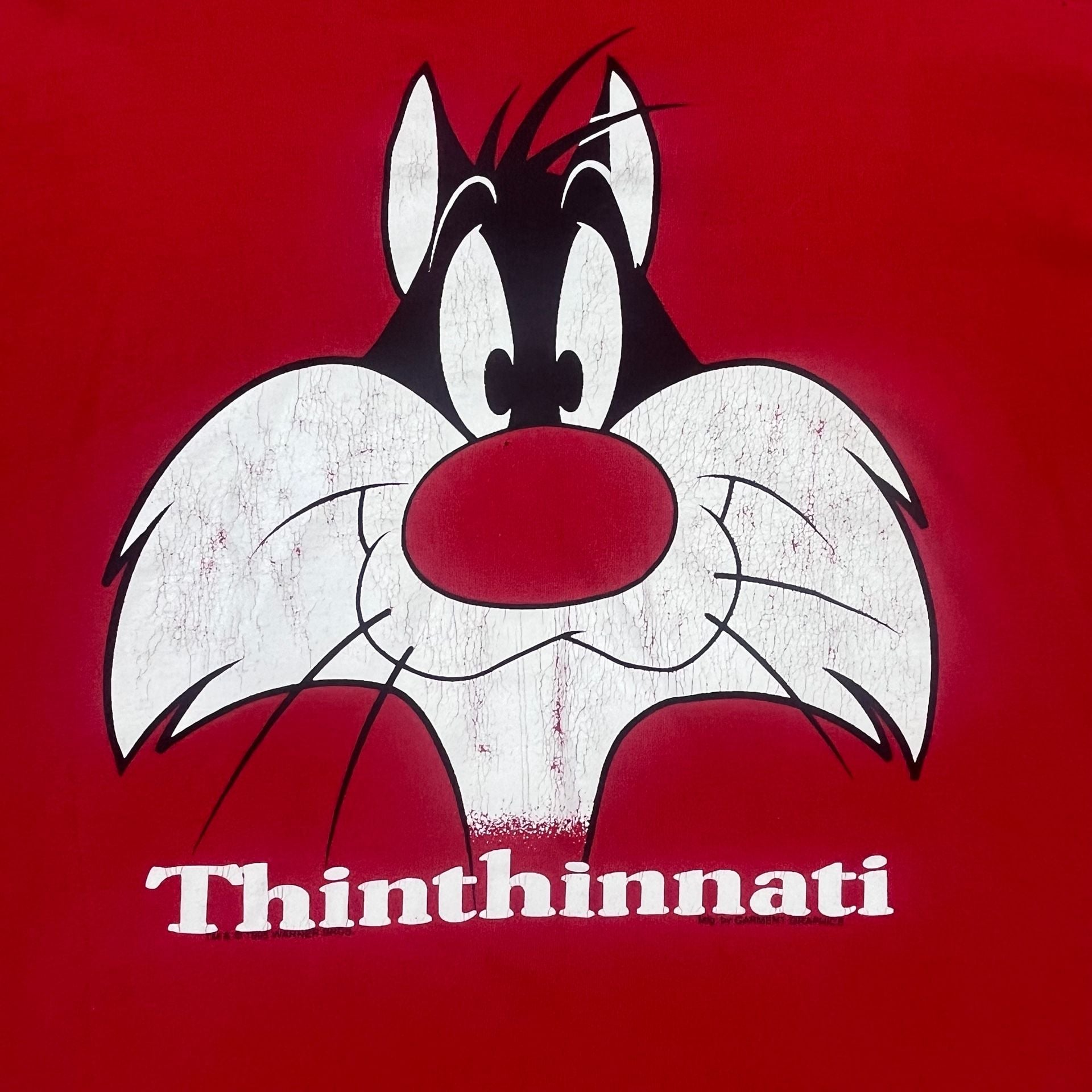 VTG 1995 Looney Tunes Sylvester Thinthinnati Single Stitch Red T-Shirt 2