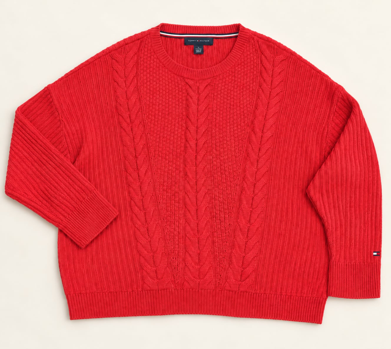 Tommy Hilfiger Cable Knit Sweater Size XL Red 2