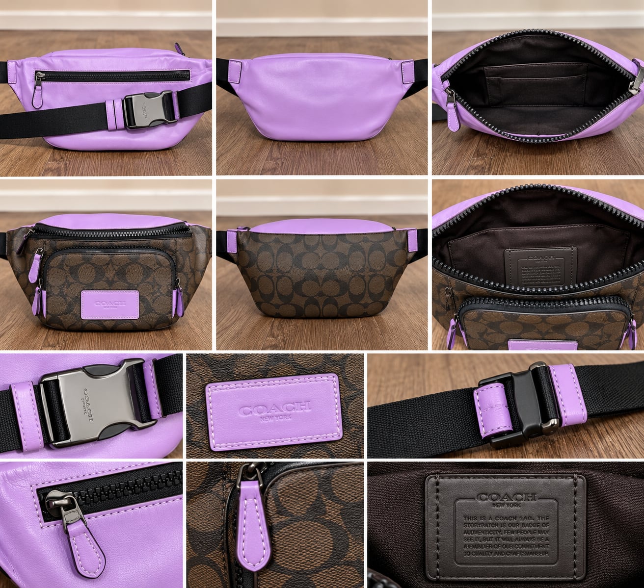 Coach Signature Belt Bag Brown Purple 3