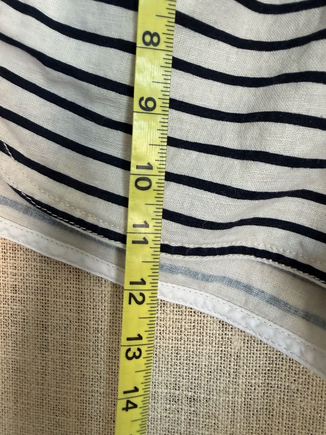 J.Crew Striped Pull-On Shorts Size XS Blue White Linen Blend Drawstring 6