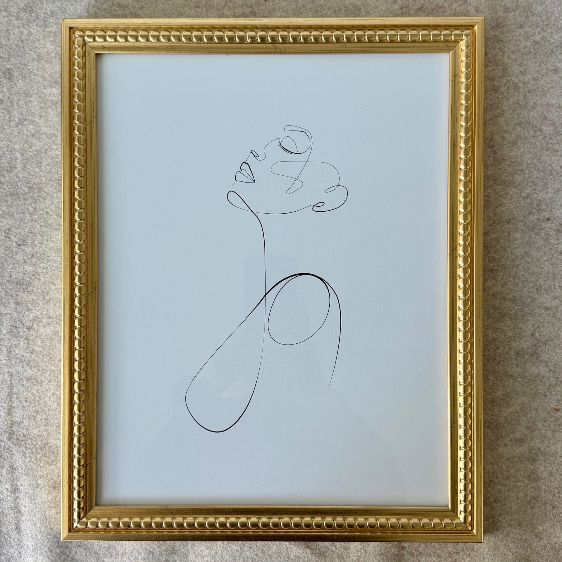 Minimalist Line Art Print Gold Beaded Frame #113 1