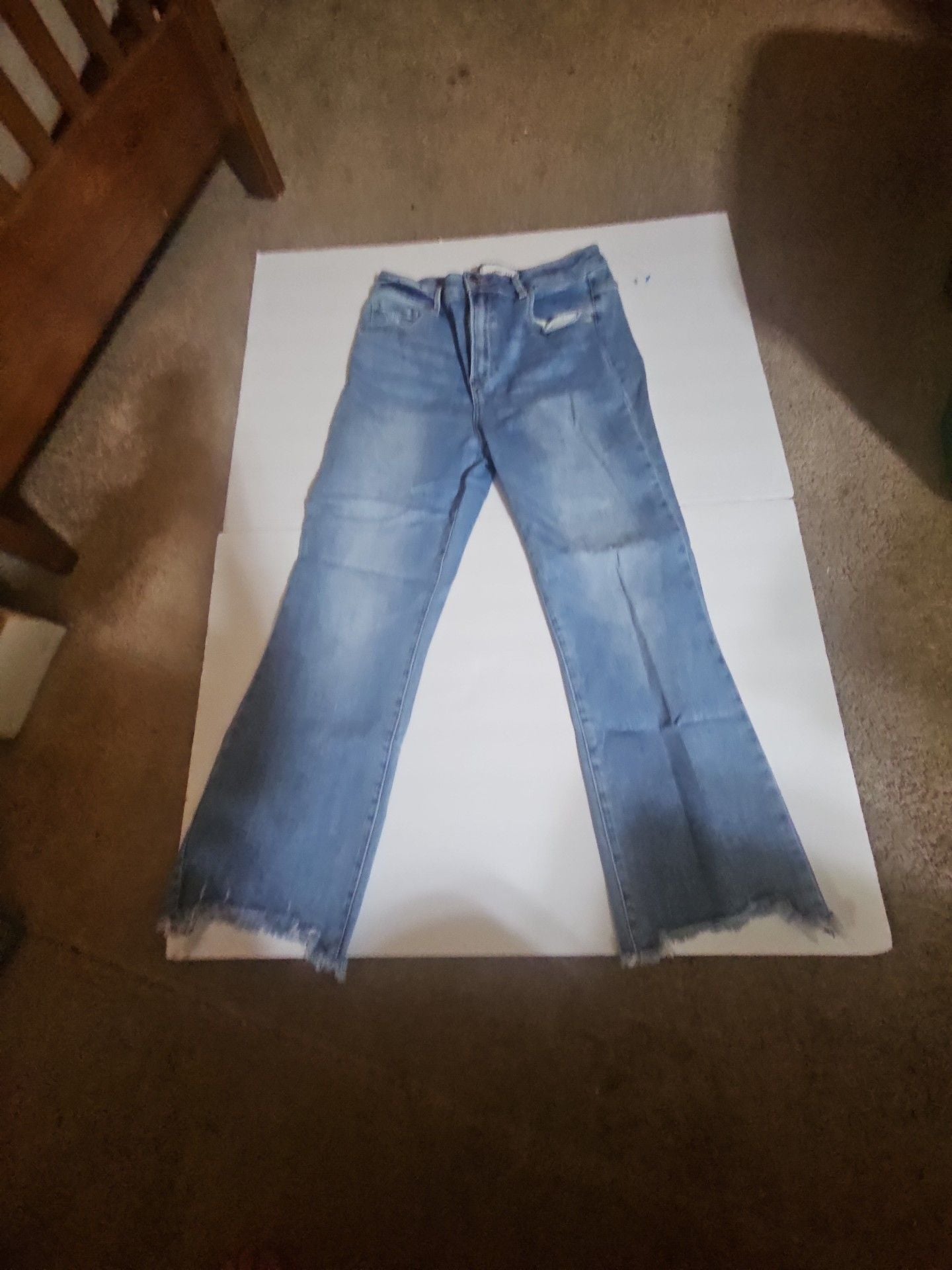 Risen Jeans FP-ROP5405 Flare 13x31 Light Wash Raw Hem Jeans 2
