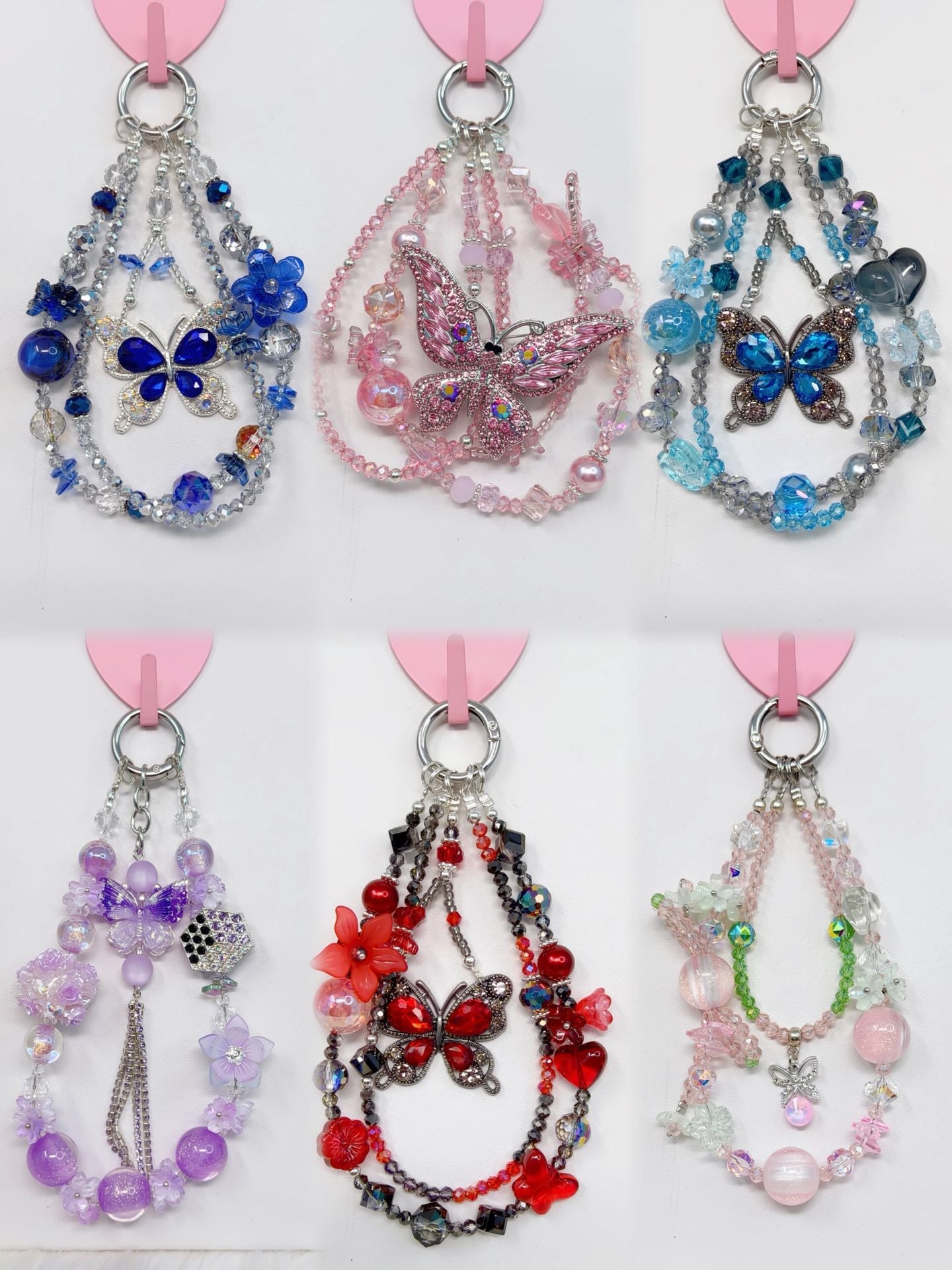 6 pieces handmade Beaded Butterfly charm 1
