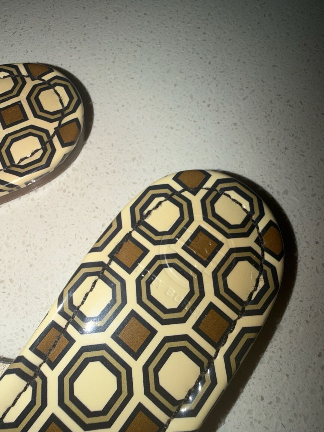 Tory Burch Miller Sandals Geometric Print Patent Leather 4