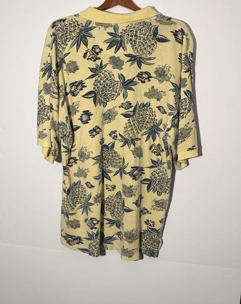 Tommy Bahama Pineapple Polo Shirt Size L Yellow Cotton 8