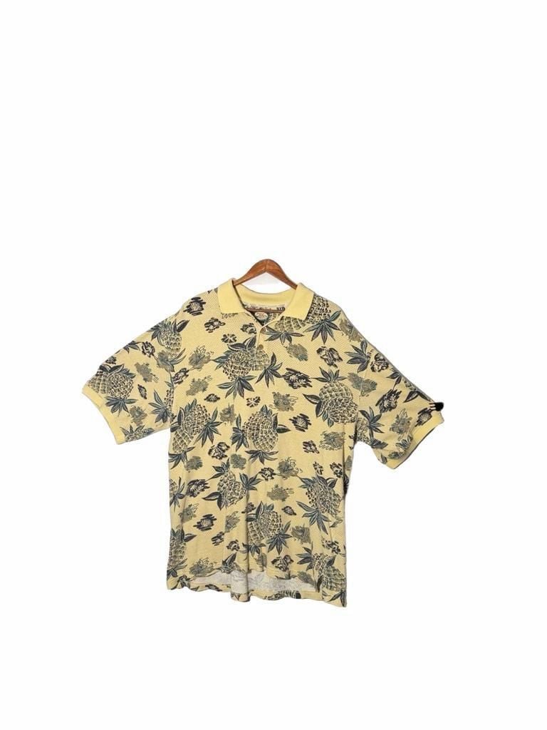 Tommy Bahama Pineapple Polo Shirt Size L Yellow Cotton 7