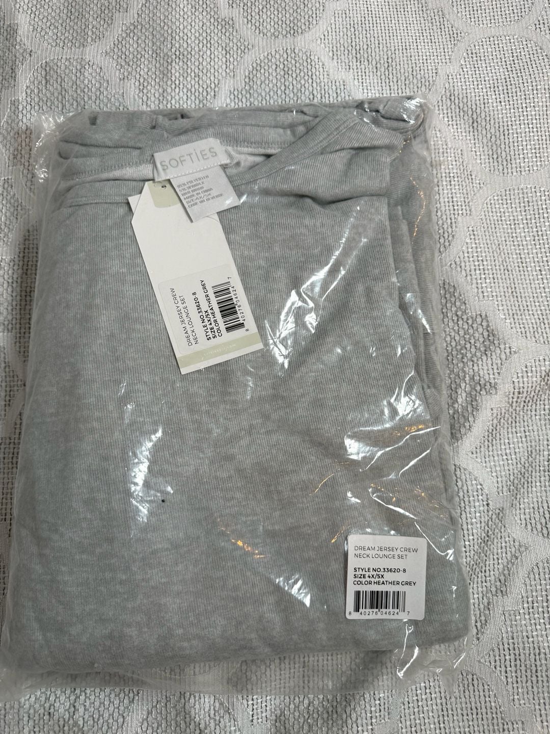 Softies Dream Jersey Crew Neck/Jogger Lounge Set 4X/5X Heather Grey 14