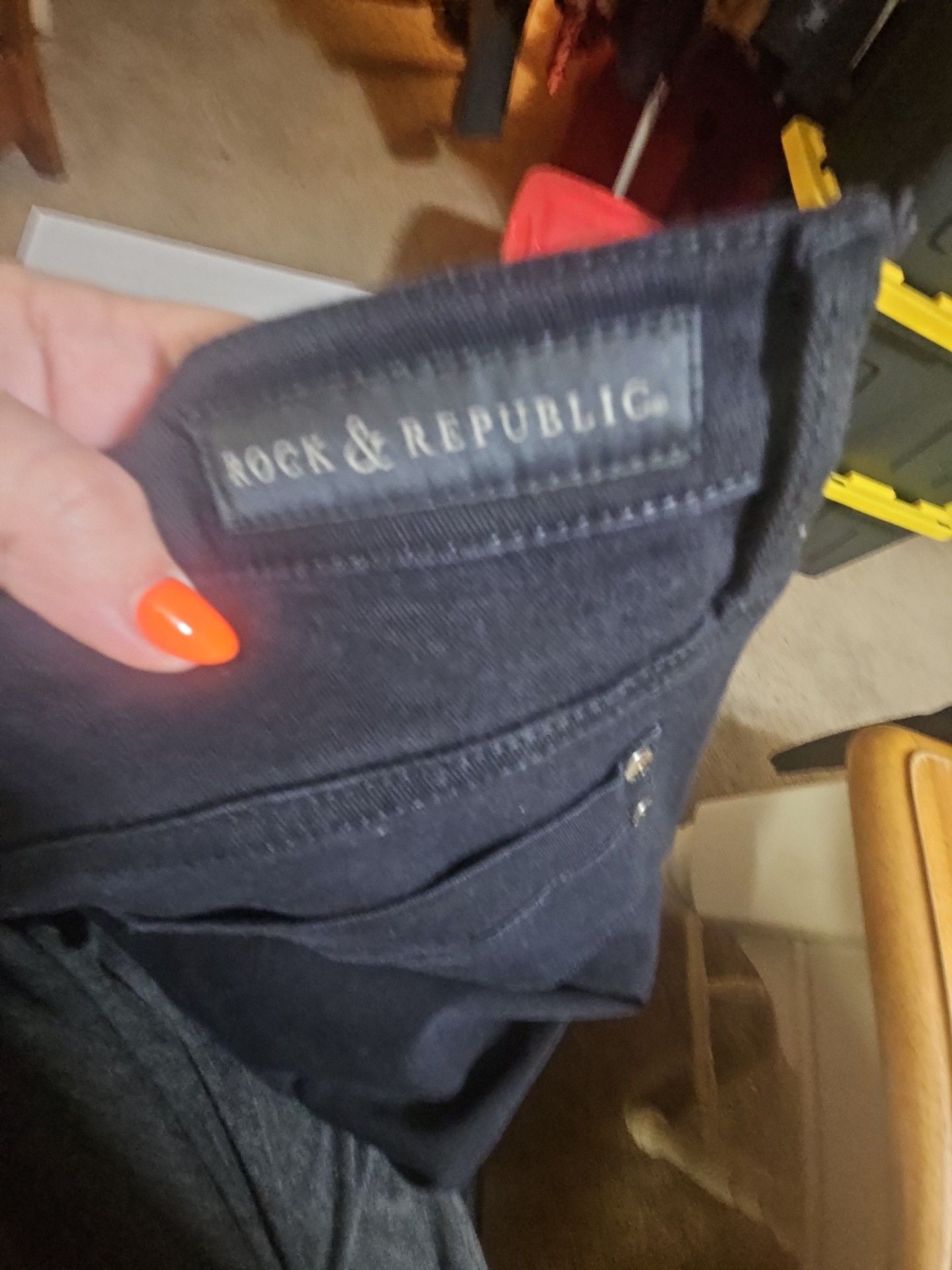 Rock & Republic Skinny Jeans Size 10 Black Denim 4