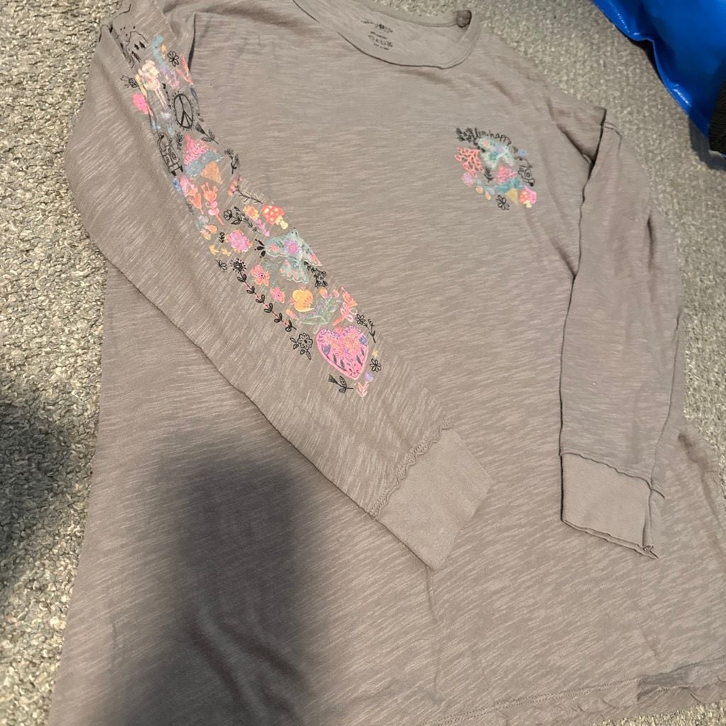 Natural Life Long Sleeve T-Shirt Grey Live Happy Size M 5