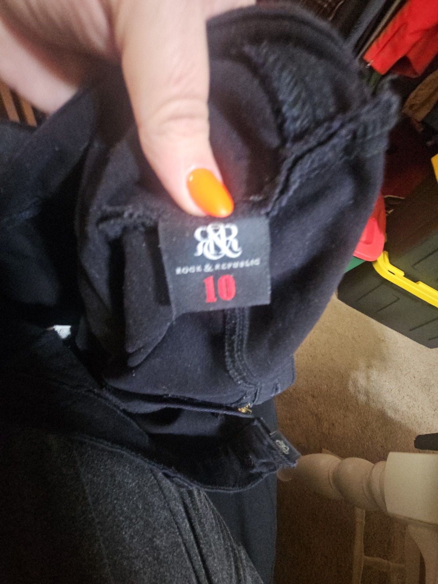 Rock & Republic Skinny Jeans Size 10 Black Denim 7