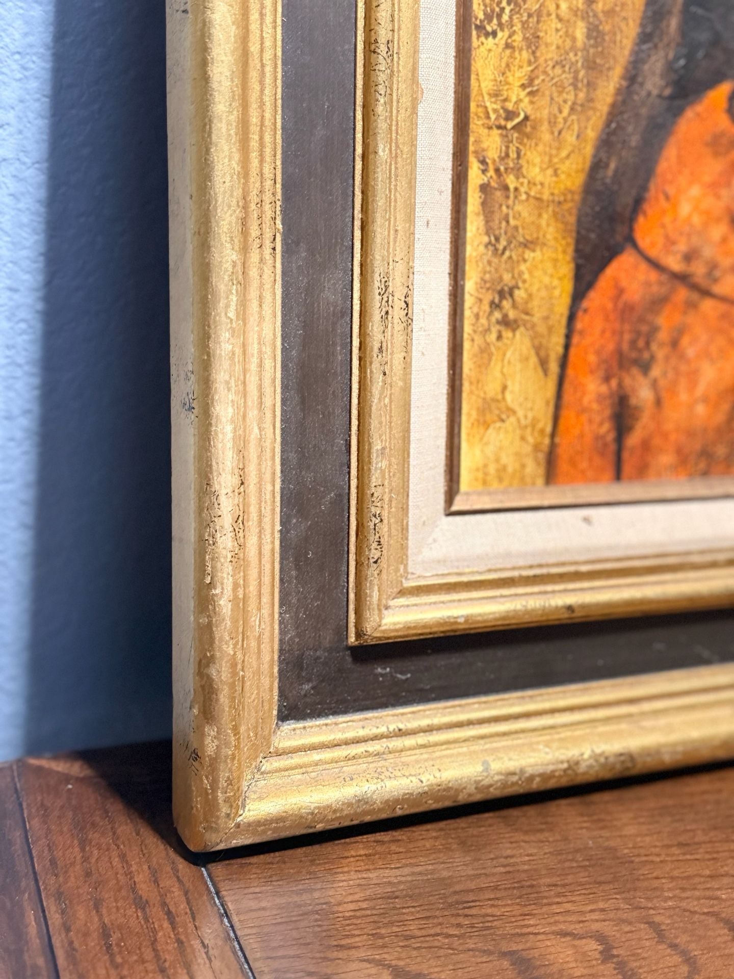 Vintage Original Kaplan Mid Century Modern Girl Painting Framed Art (With COA) 12