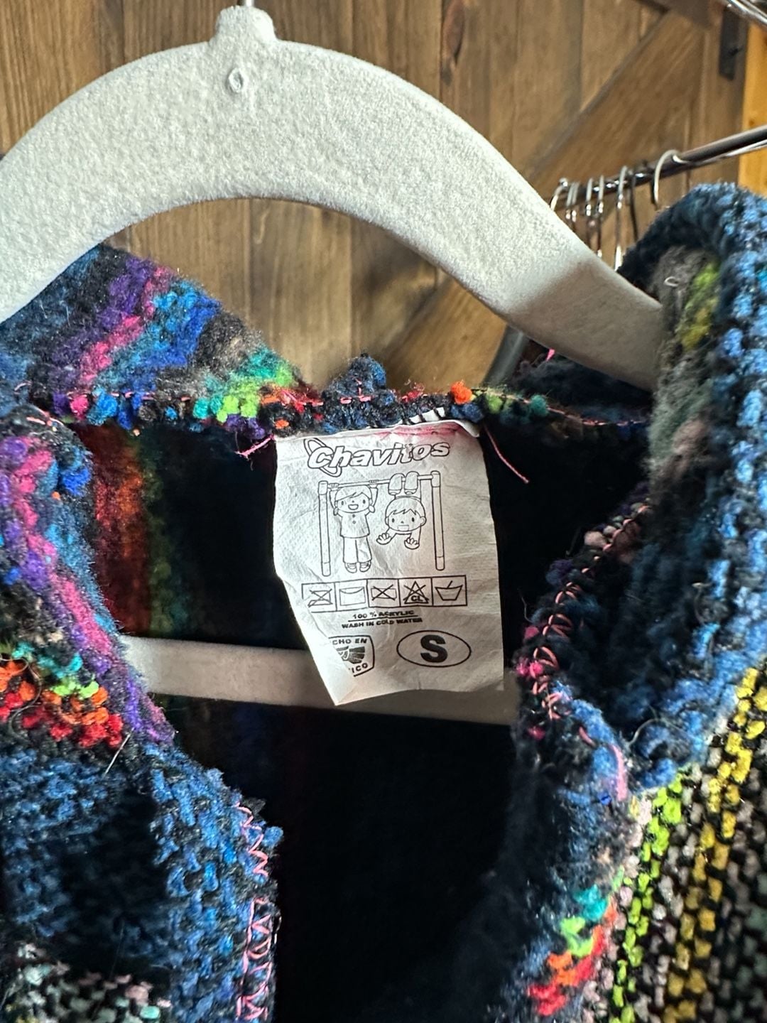 Chavitos Baja Hoodie Size S Blue Rainbow Striped 3