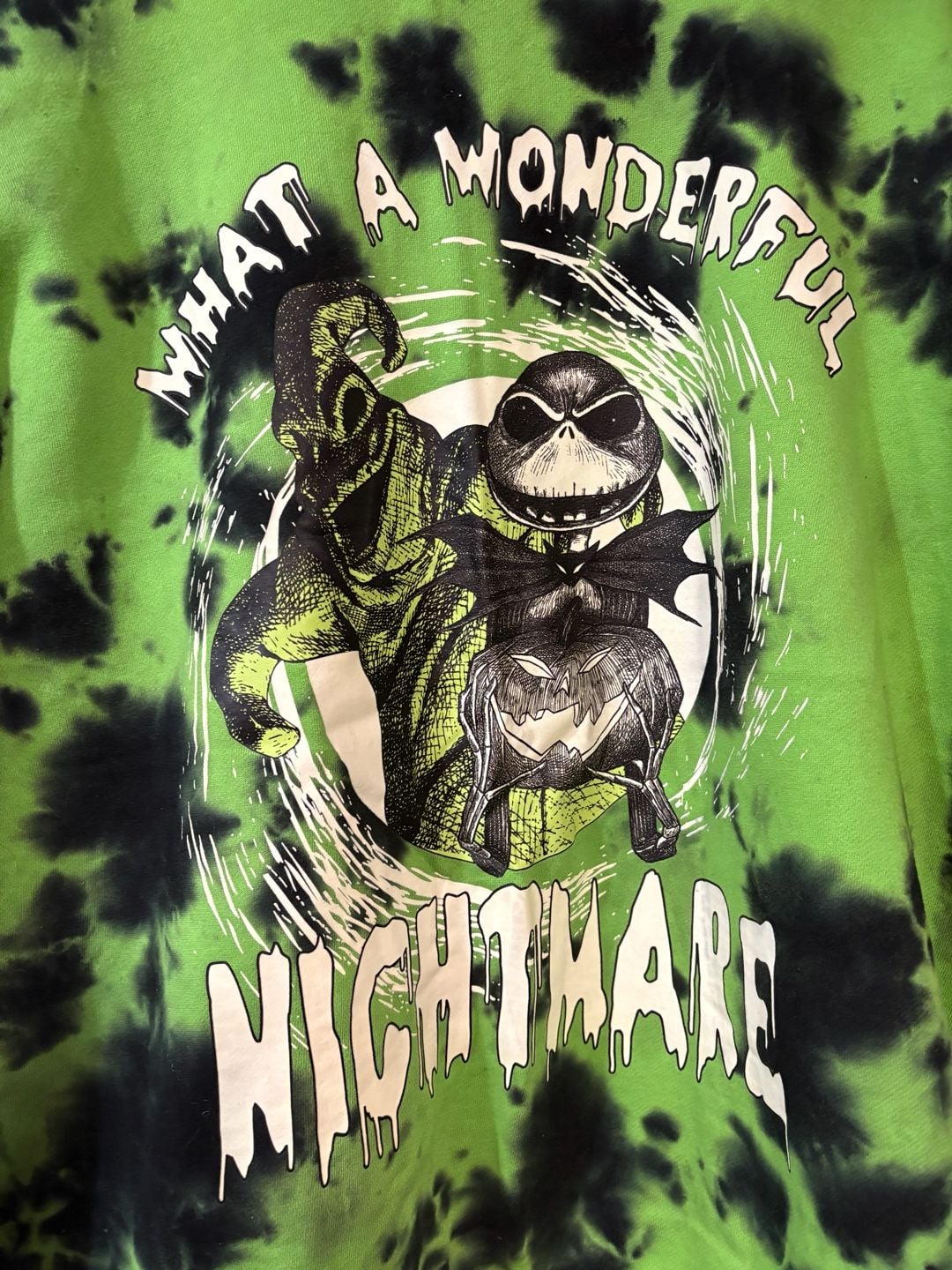 Disney The Nightmare Before Christmas Sweatshirt Green Black Tie Dye 2