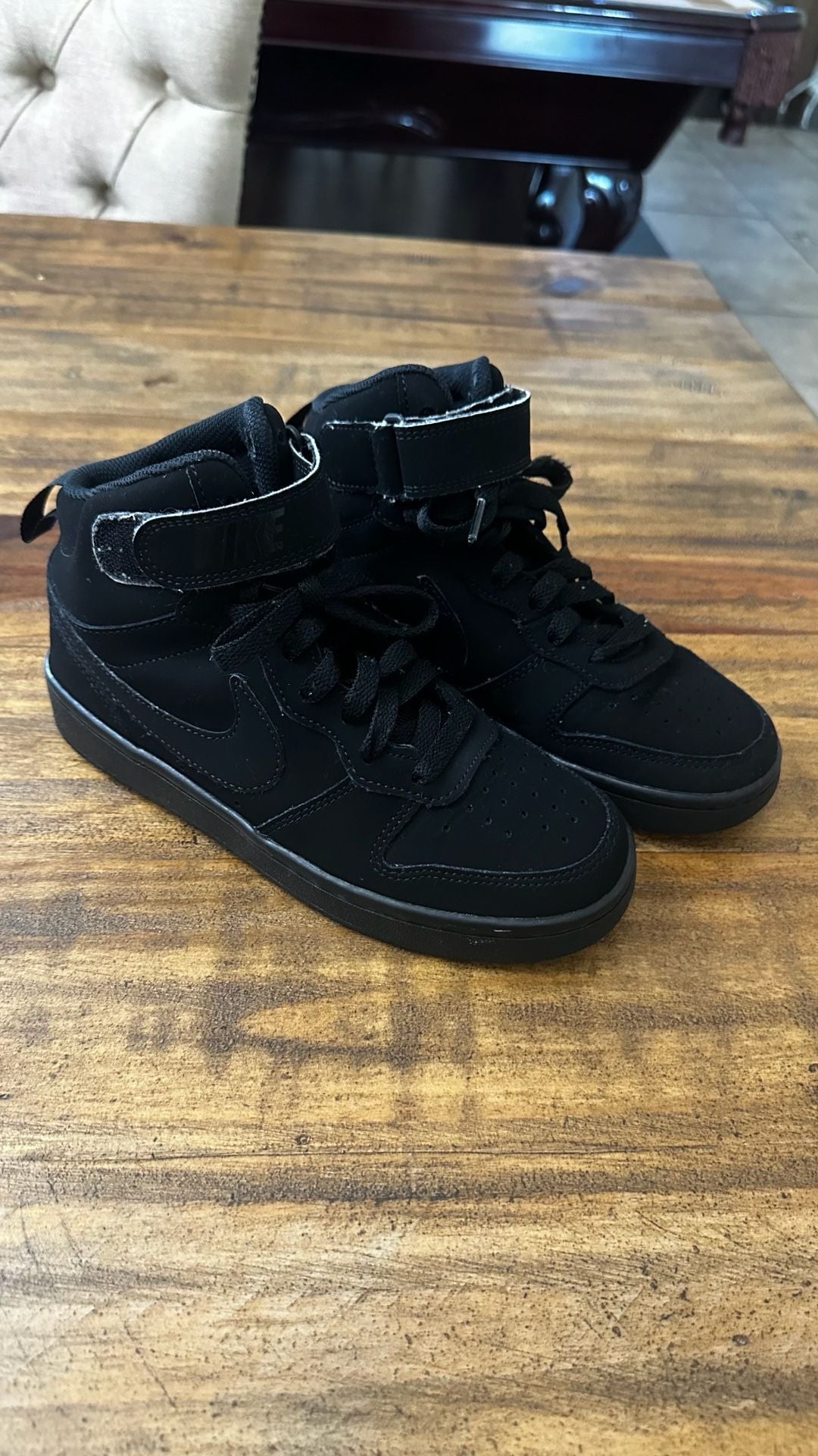 Nike Ebernon Mid Size 4Y Triple Black Sneakers 2